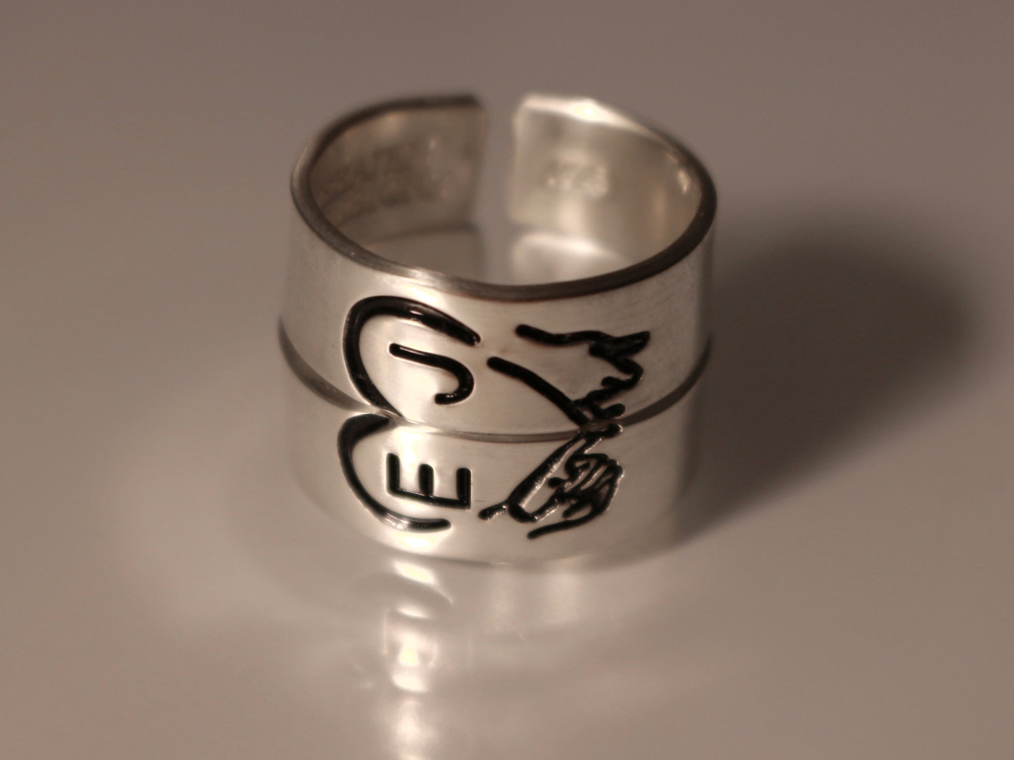 Pinky Promise Couple Initial Ring Set