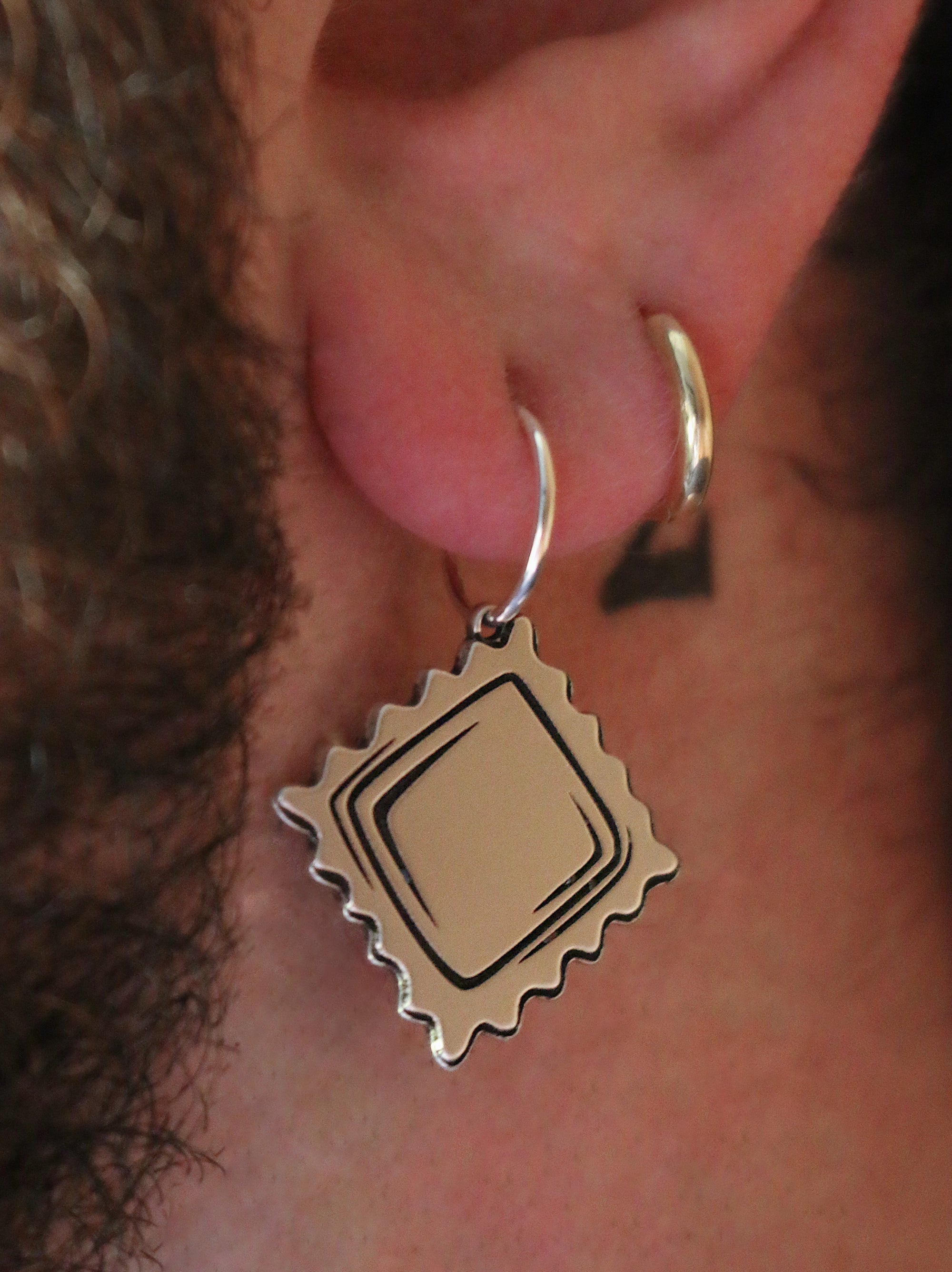 Ravioli Pasta Hoop Earring