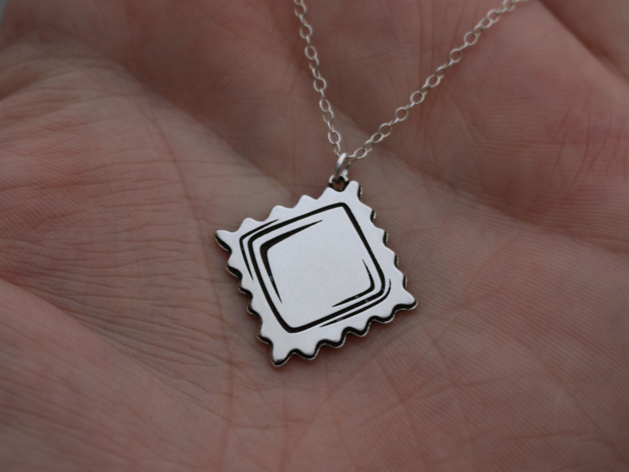 Ravioli Pasta Necklace - Sterling Silver
