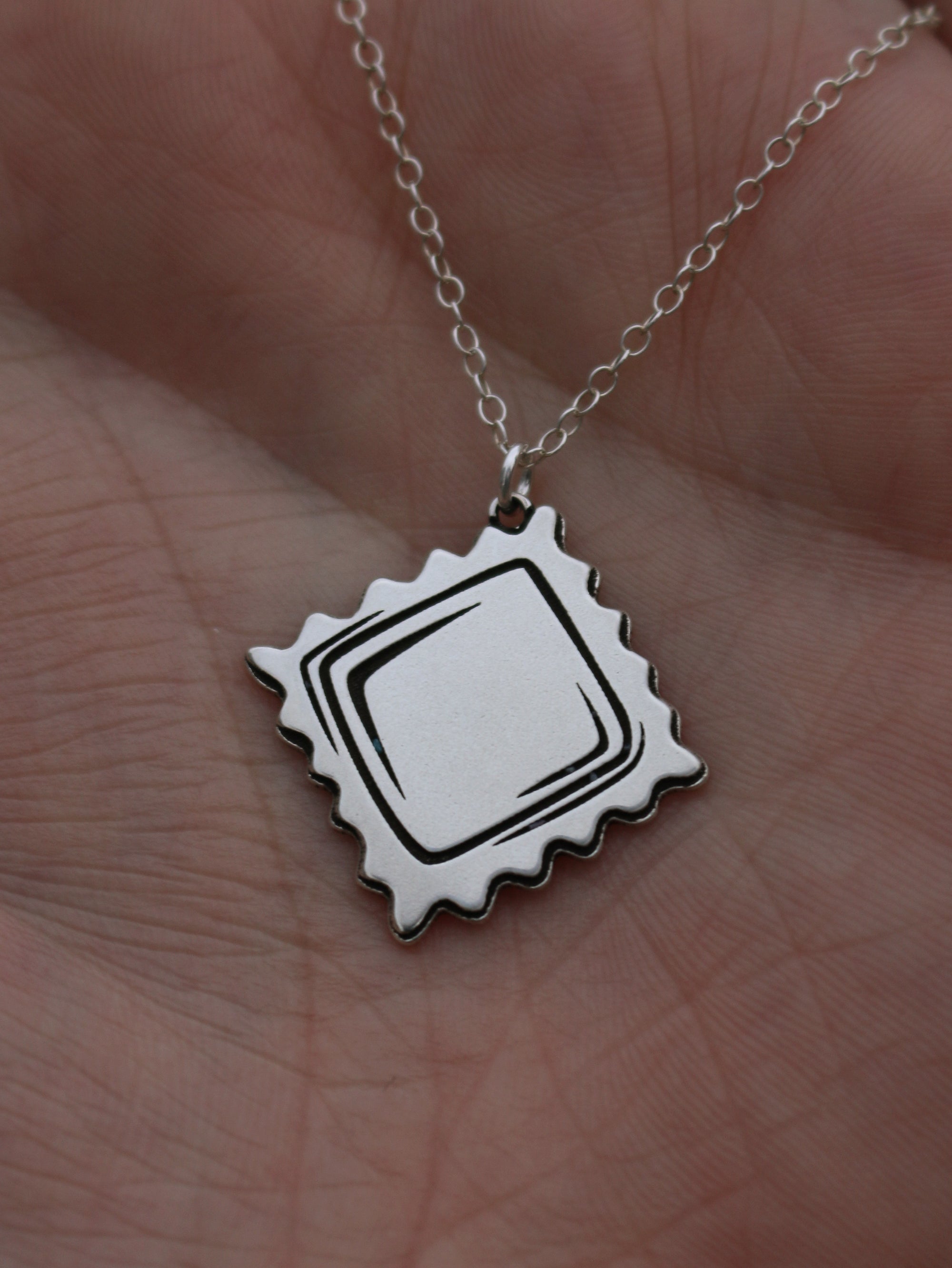 Ravioli Pasta Necklace - Sterling Silver