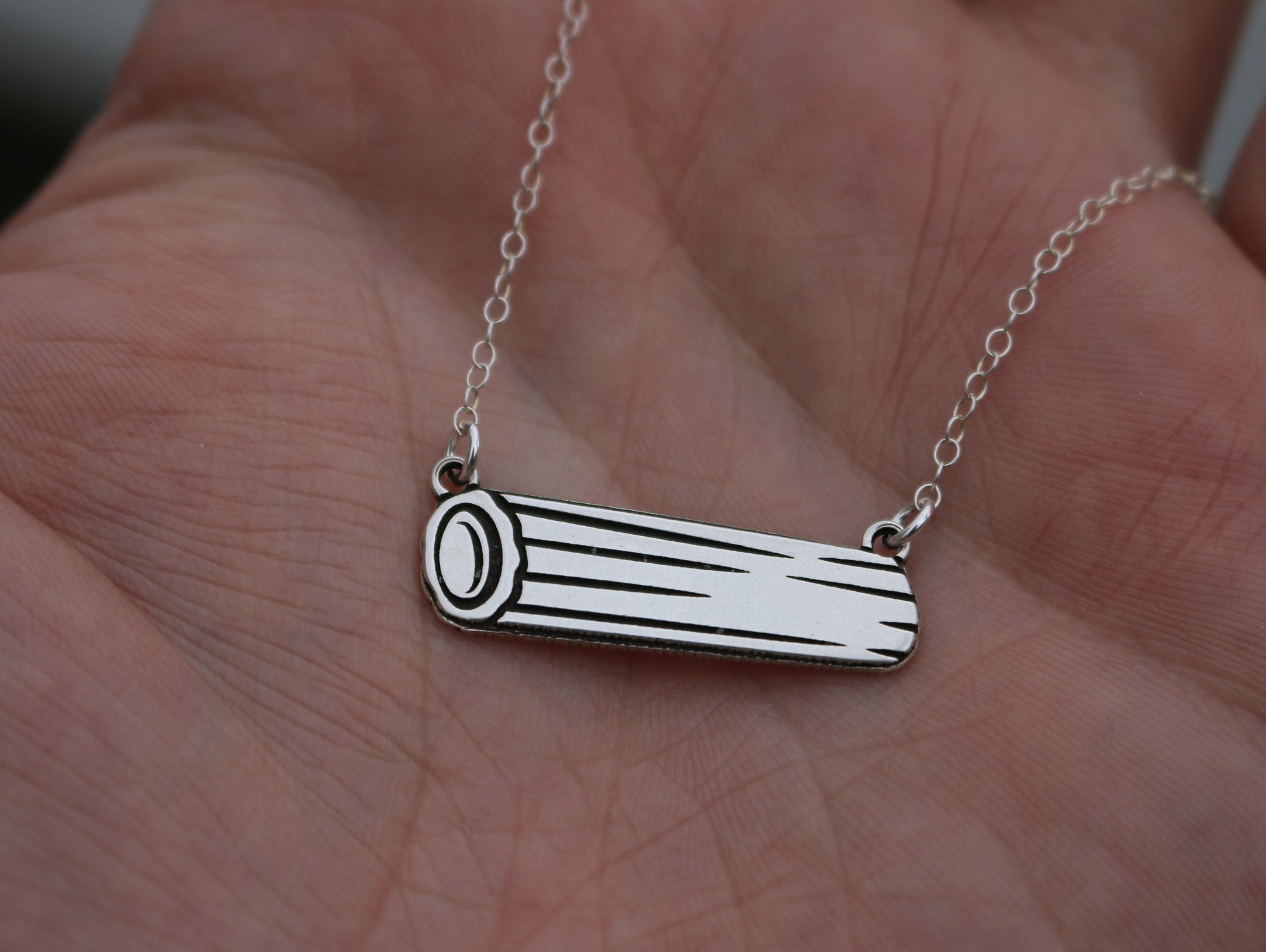 Rigatoni Pasta Necklace - Sterling Silver