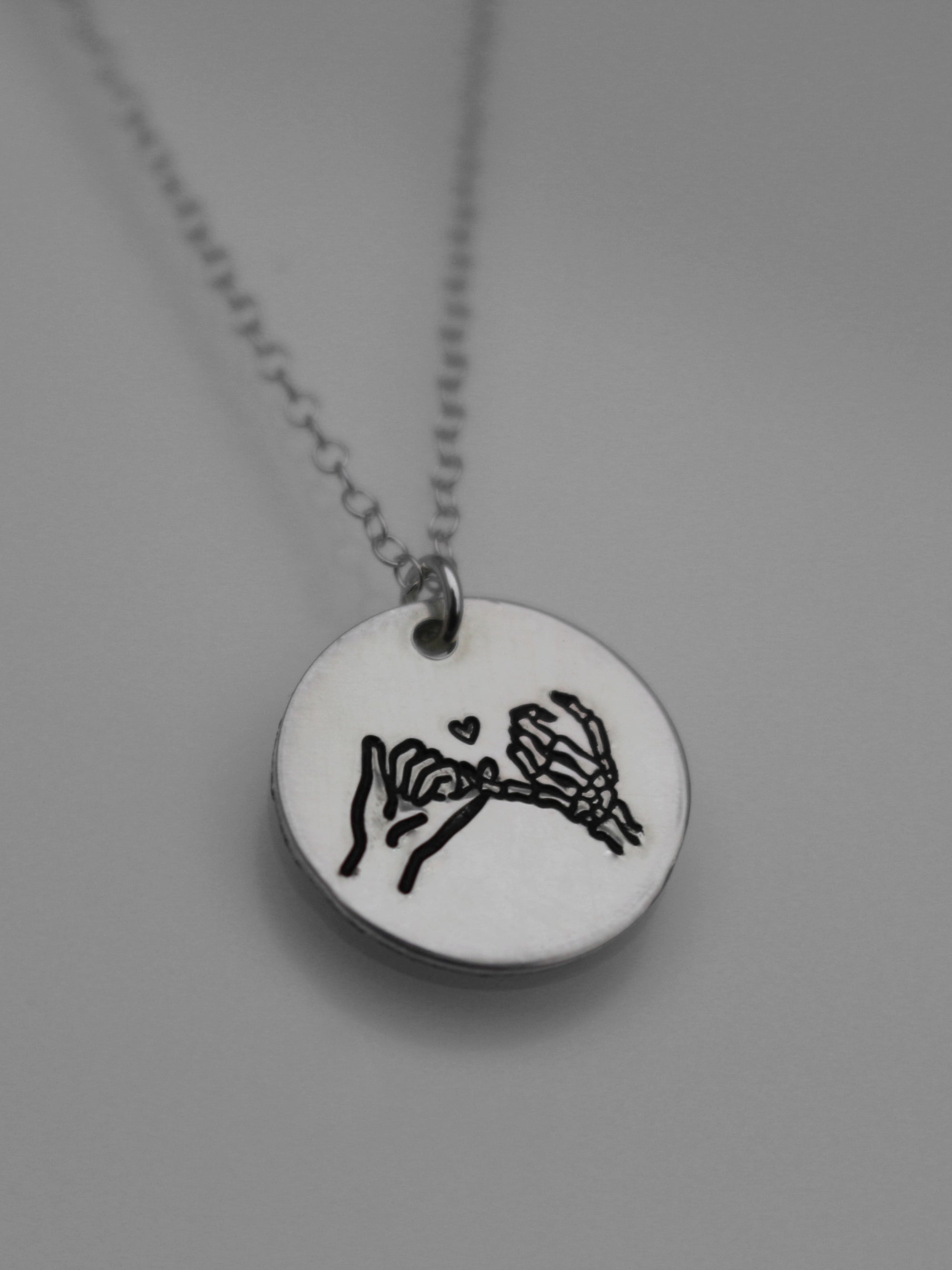 Skeleton Heart Pinky Promise Silver Necklace