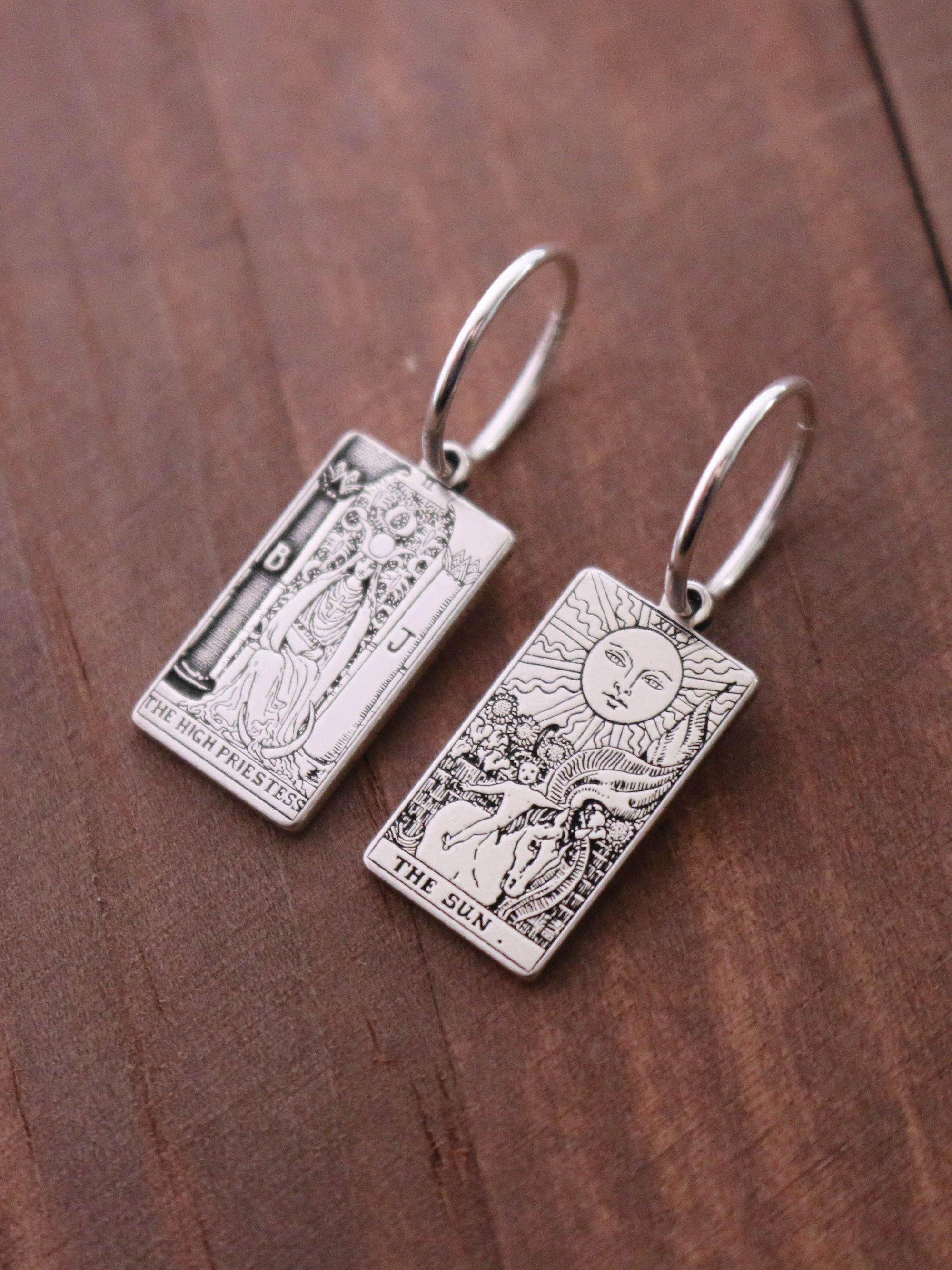 Tarot Card Hoop Earring - Sterling Silver