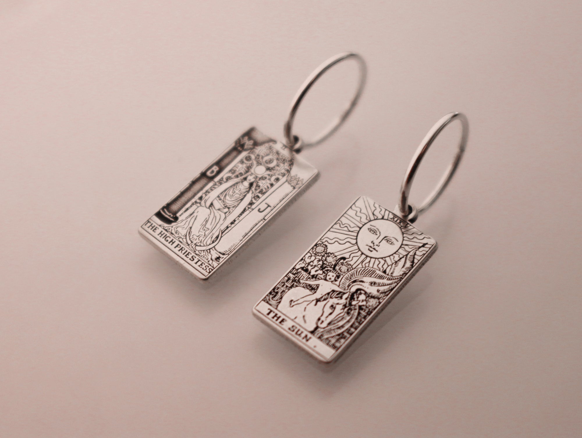 Tarot Card Hoop Earring - Sterling Silver