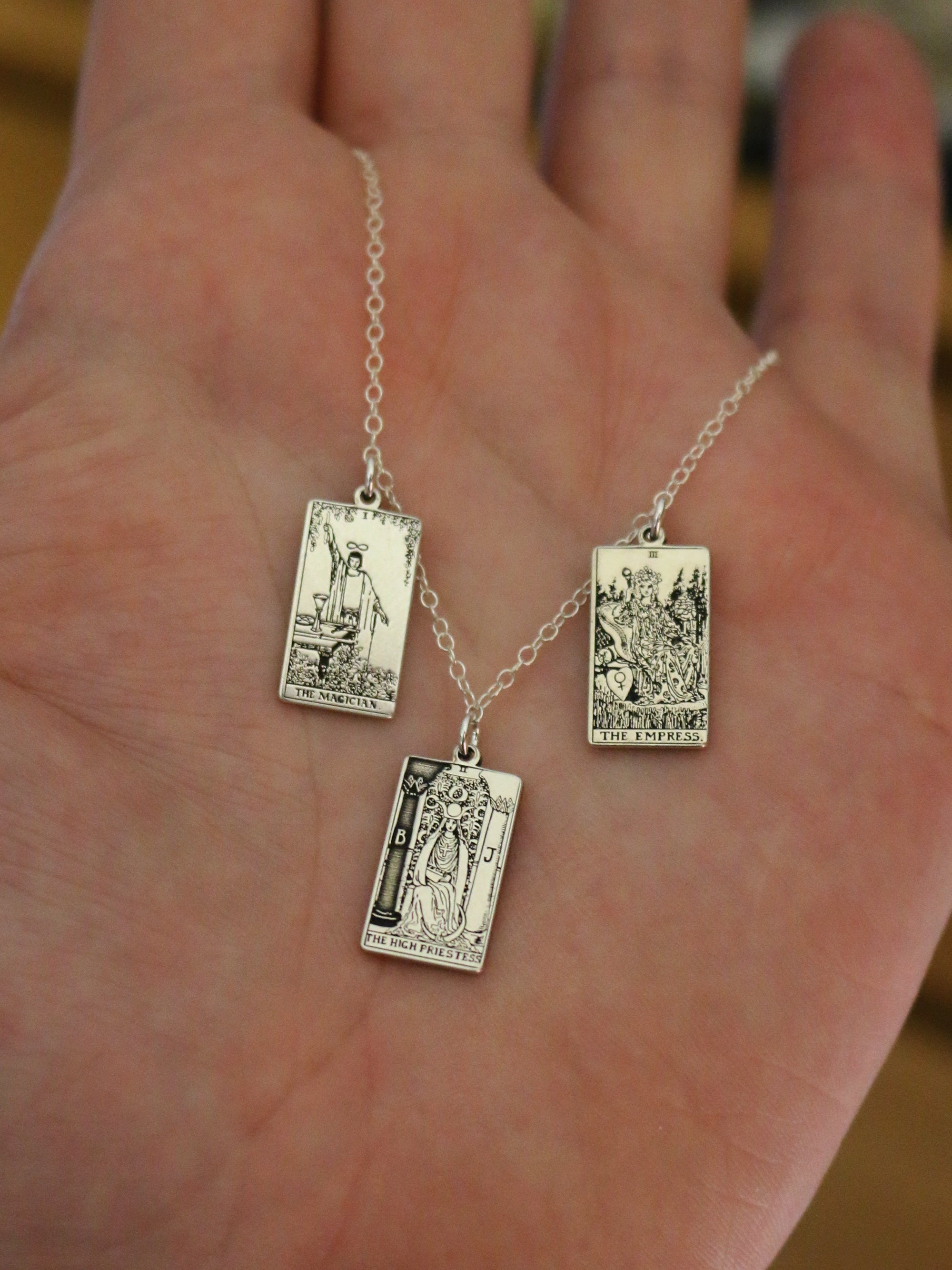 Tarot Card Spread Necklace - Sterling Silver