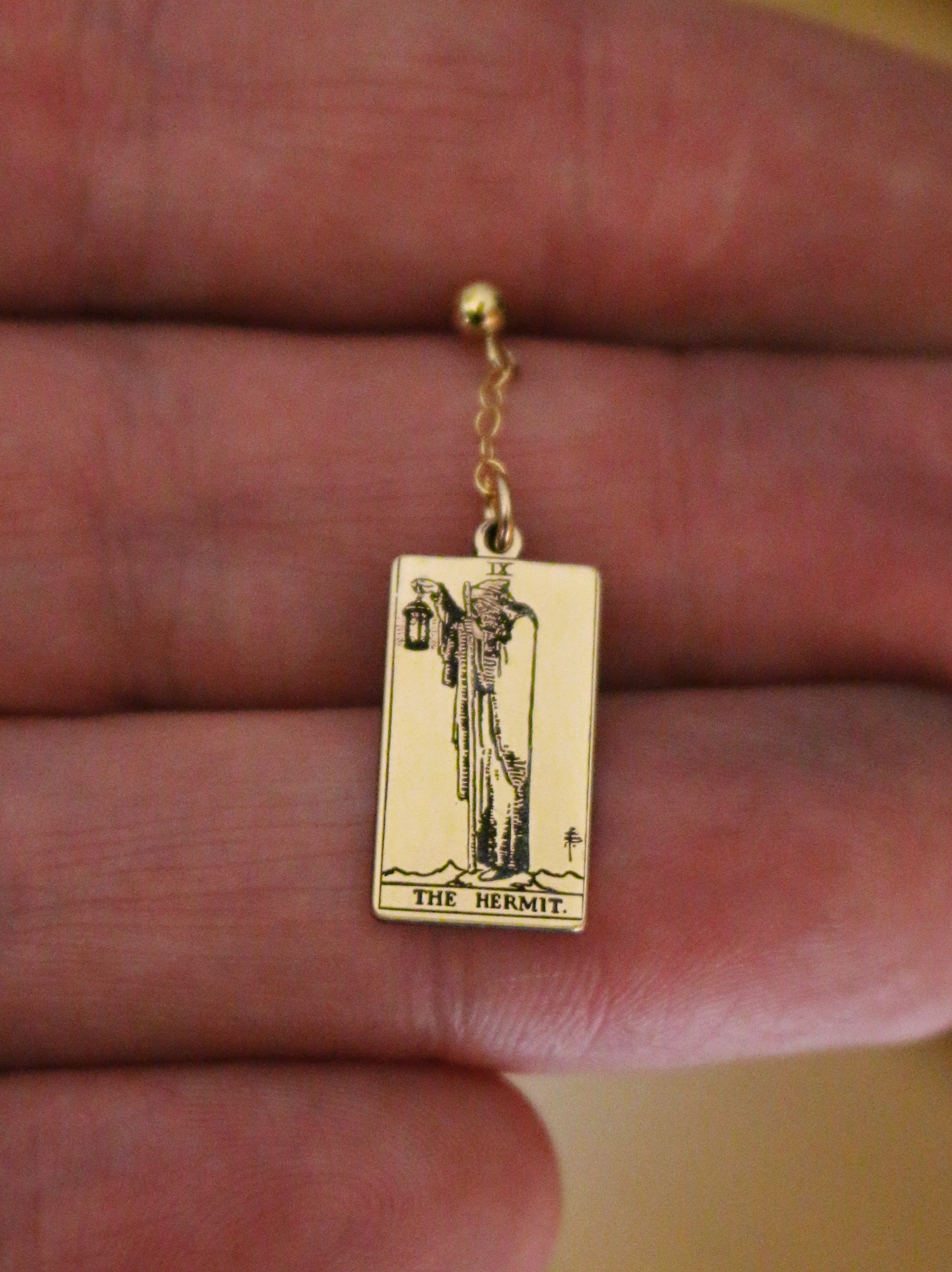 The Major Arcana Tarot Card Dangle Earring - Gold Filled