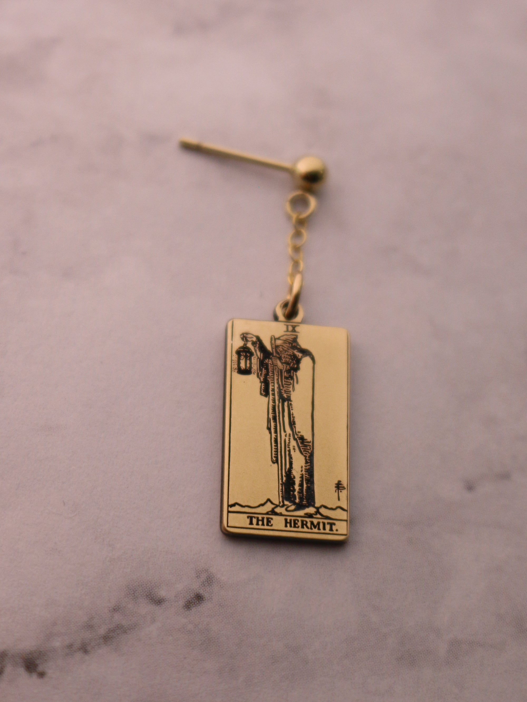 The Major Arcana Tarot Card Dangle Earring - Gold Filled