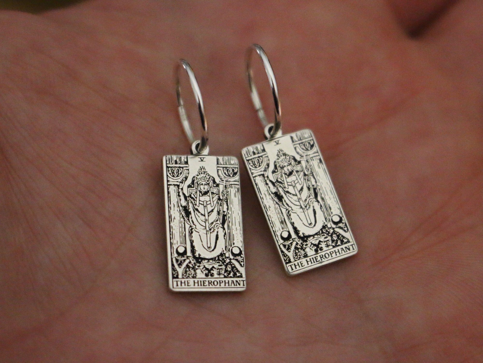 Tarot Card Hoop Earring - Sterling Silver