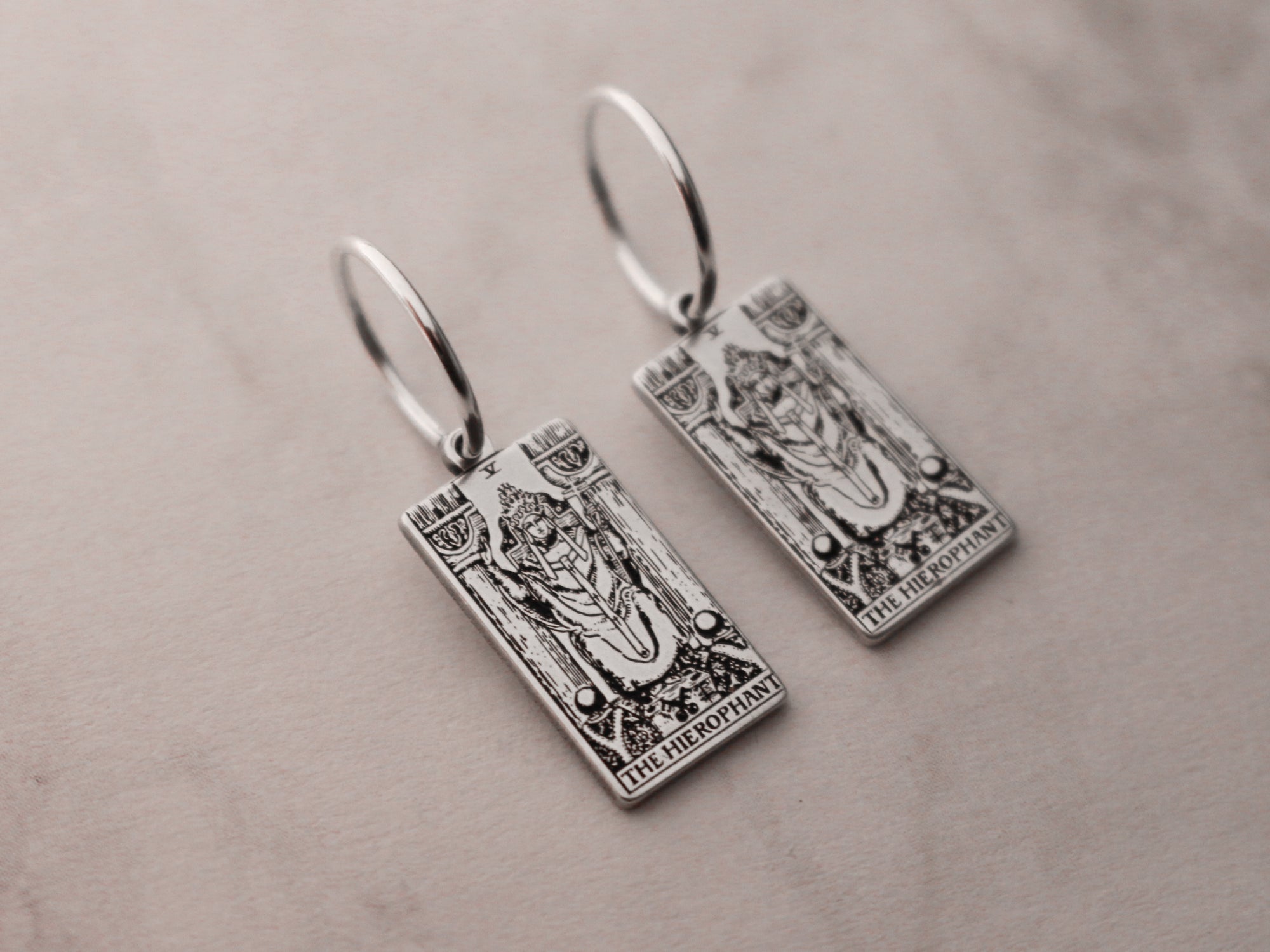 Tarot Card Hoop Earring - Sterling Silver