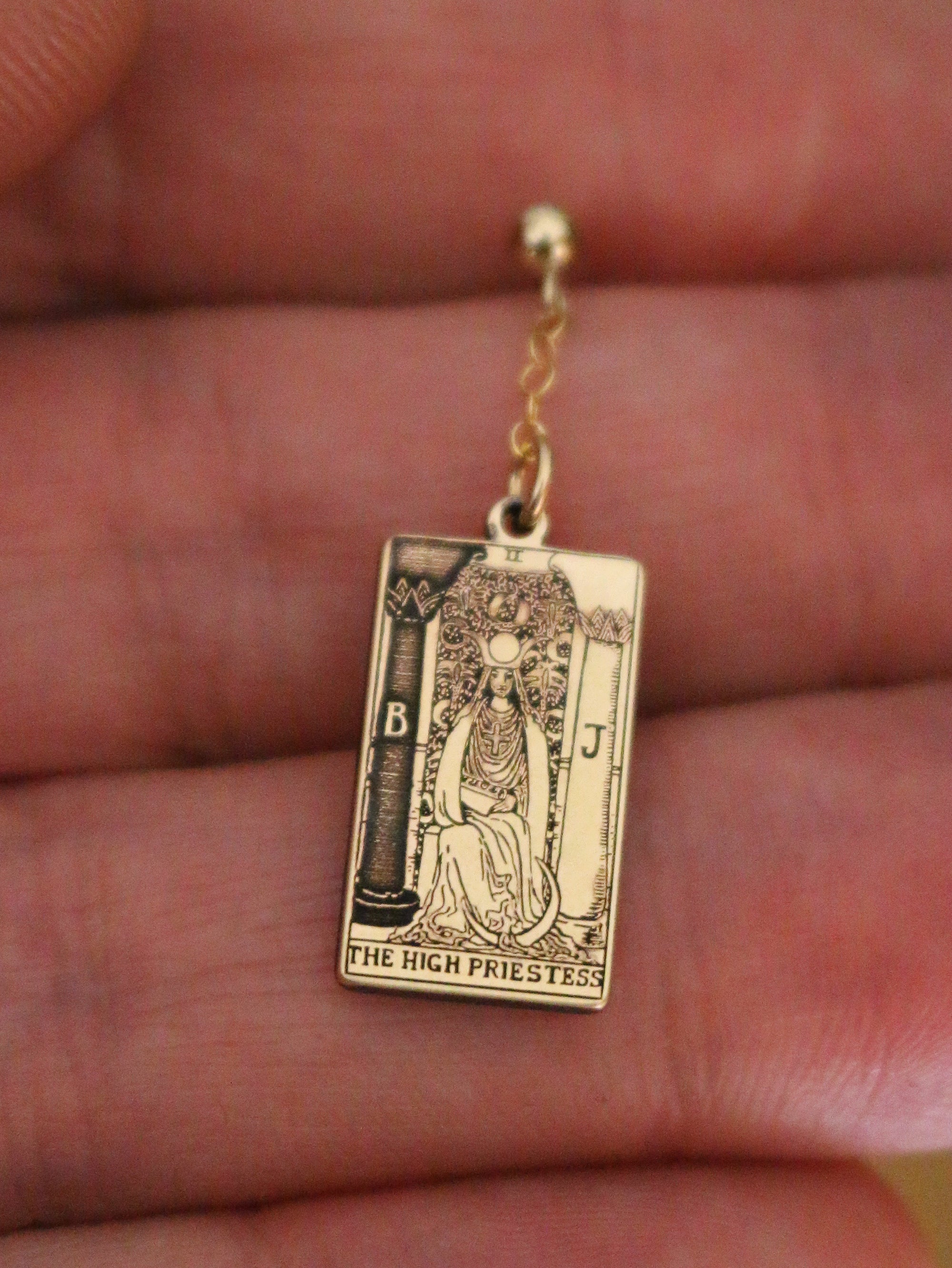 The Major Arcana Tarot Card Dangle Earring - Gold Filled