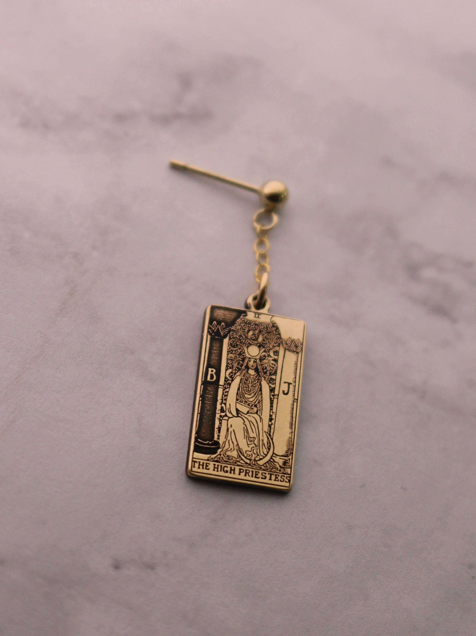 The Major Arcana Tarot Card Dangle Earring - Gold Filled
