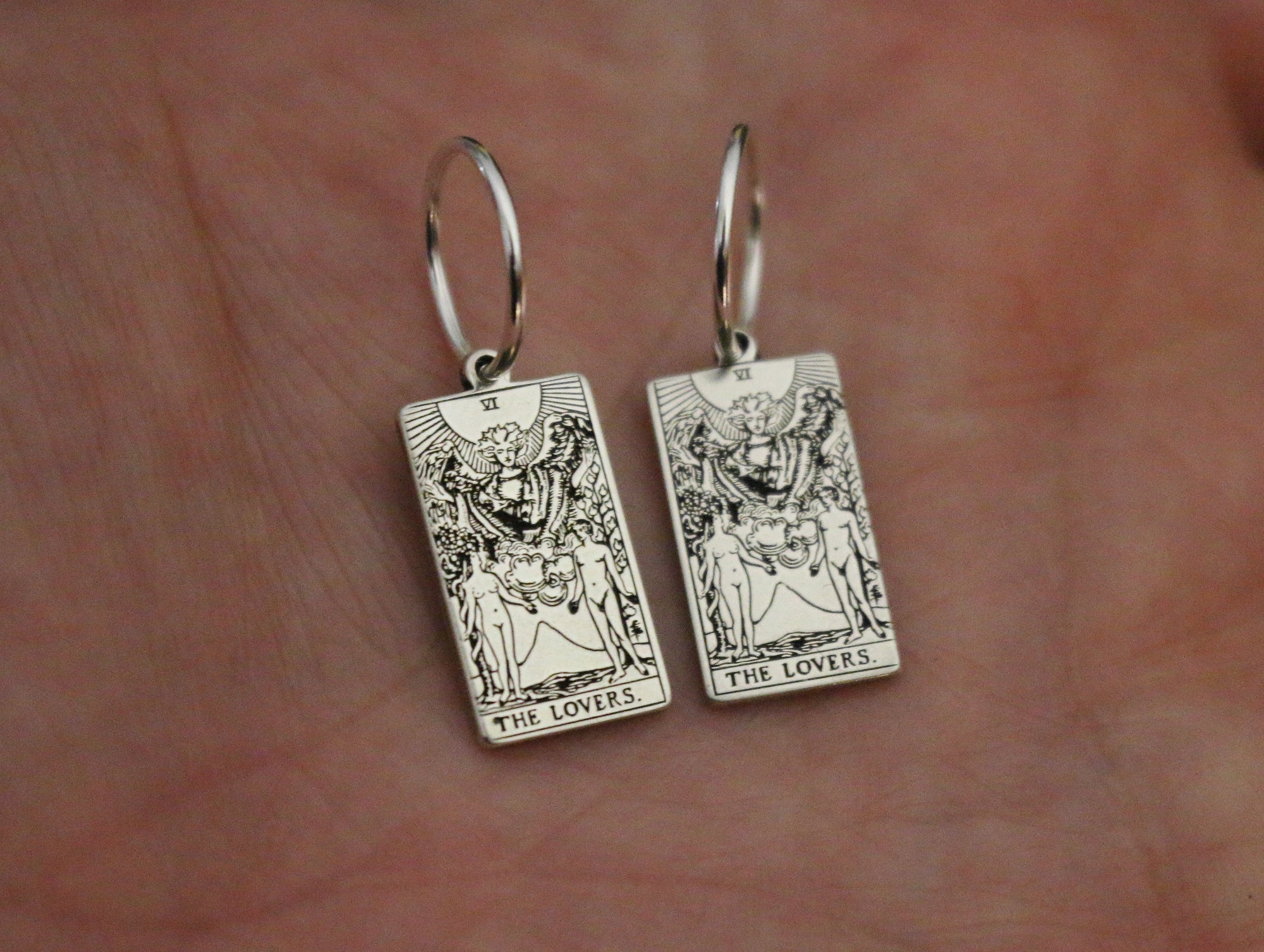 Tarot Card Hoop Earring - Sterling Silver