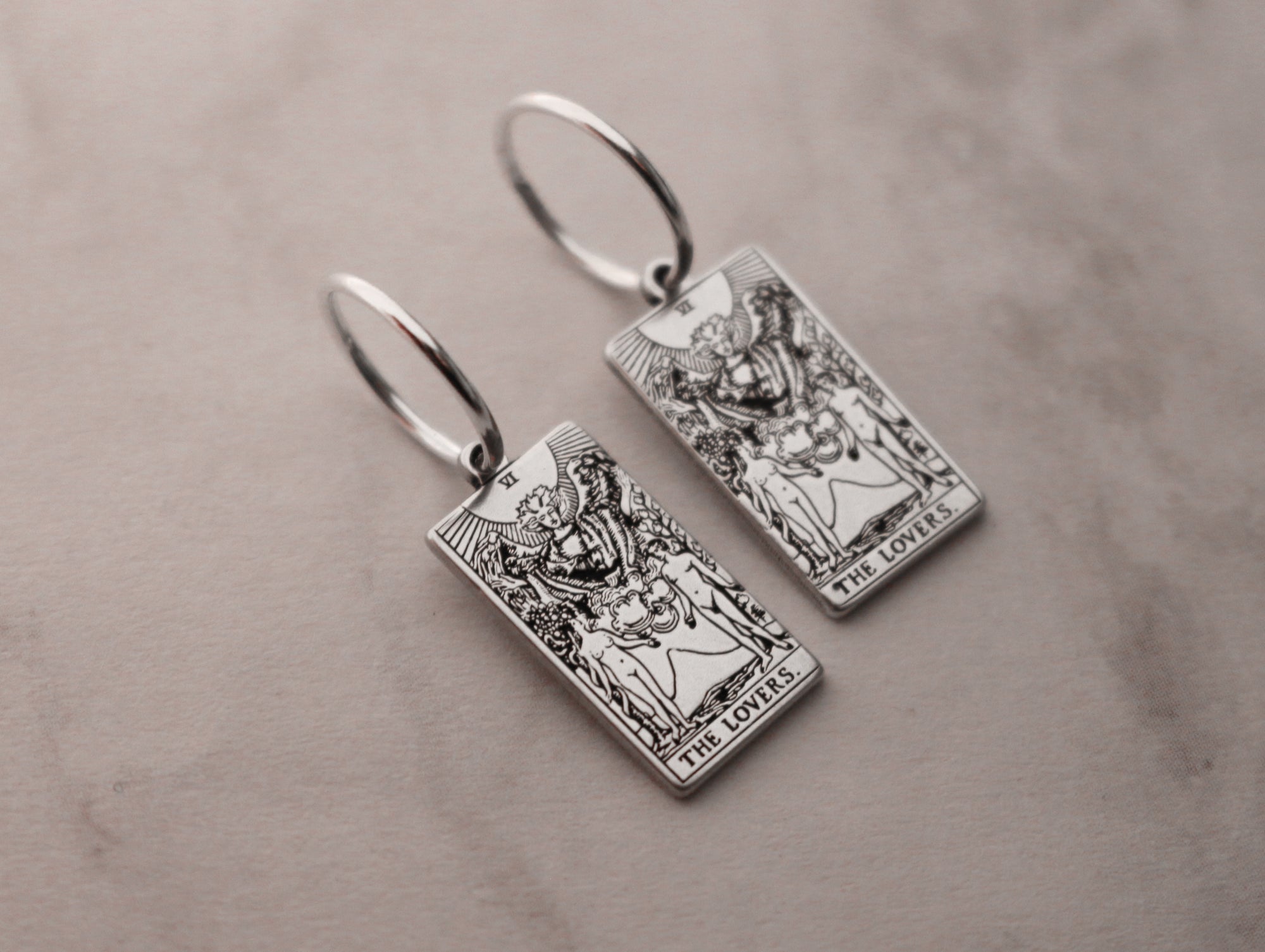 Tarot Card Hoop Earring - Sterling Silver