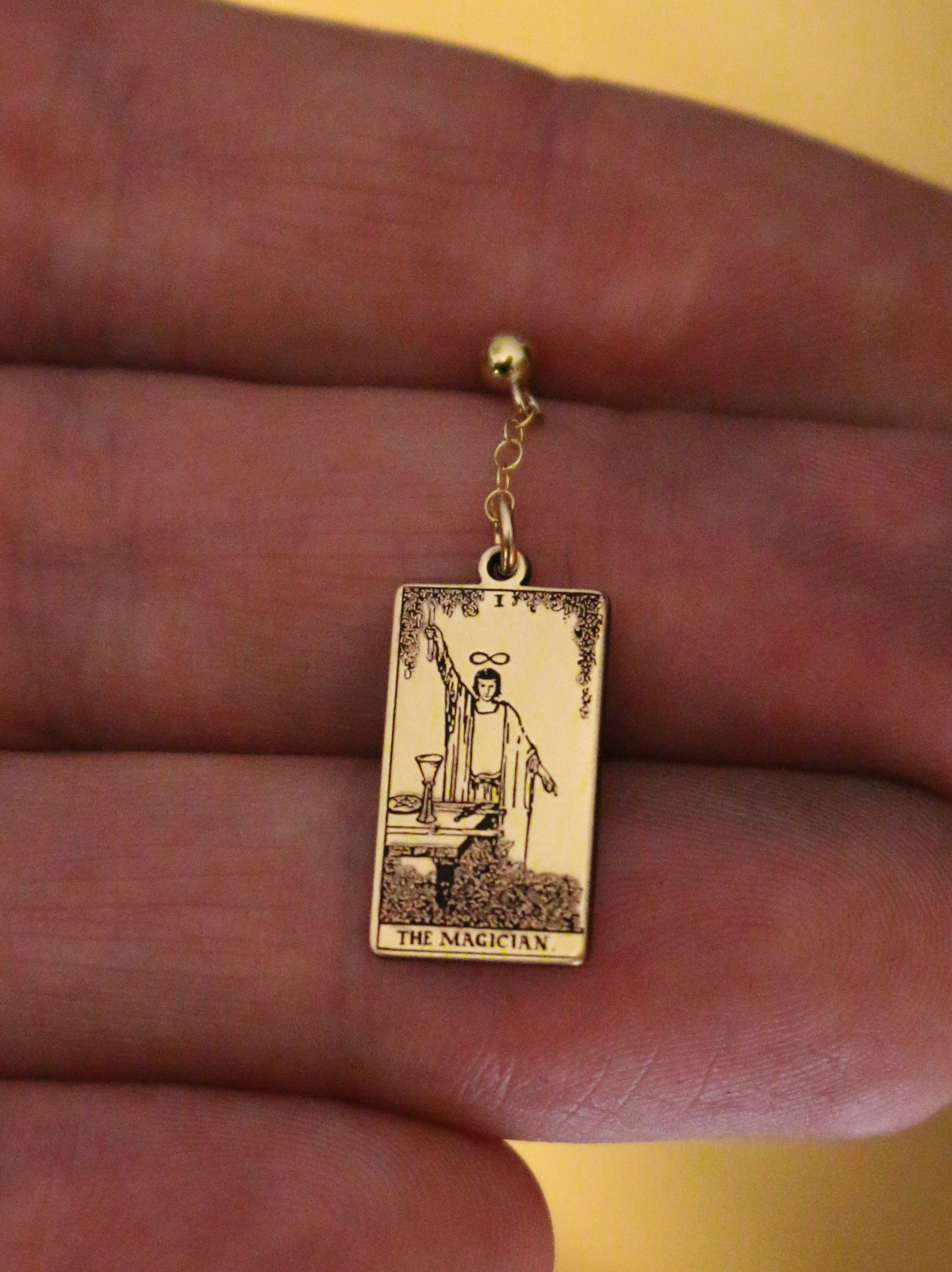 The Major Arcana Tarot Card Dangle Earring - Gold Filled