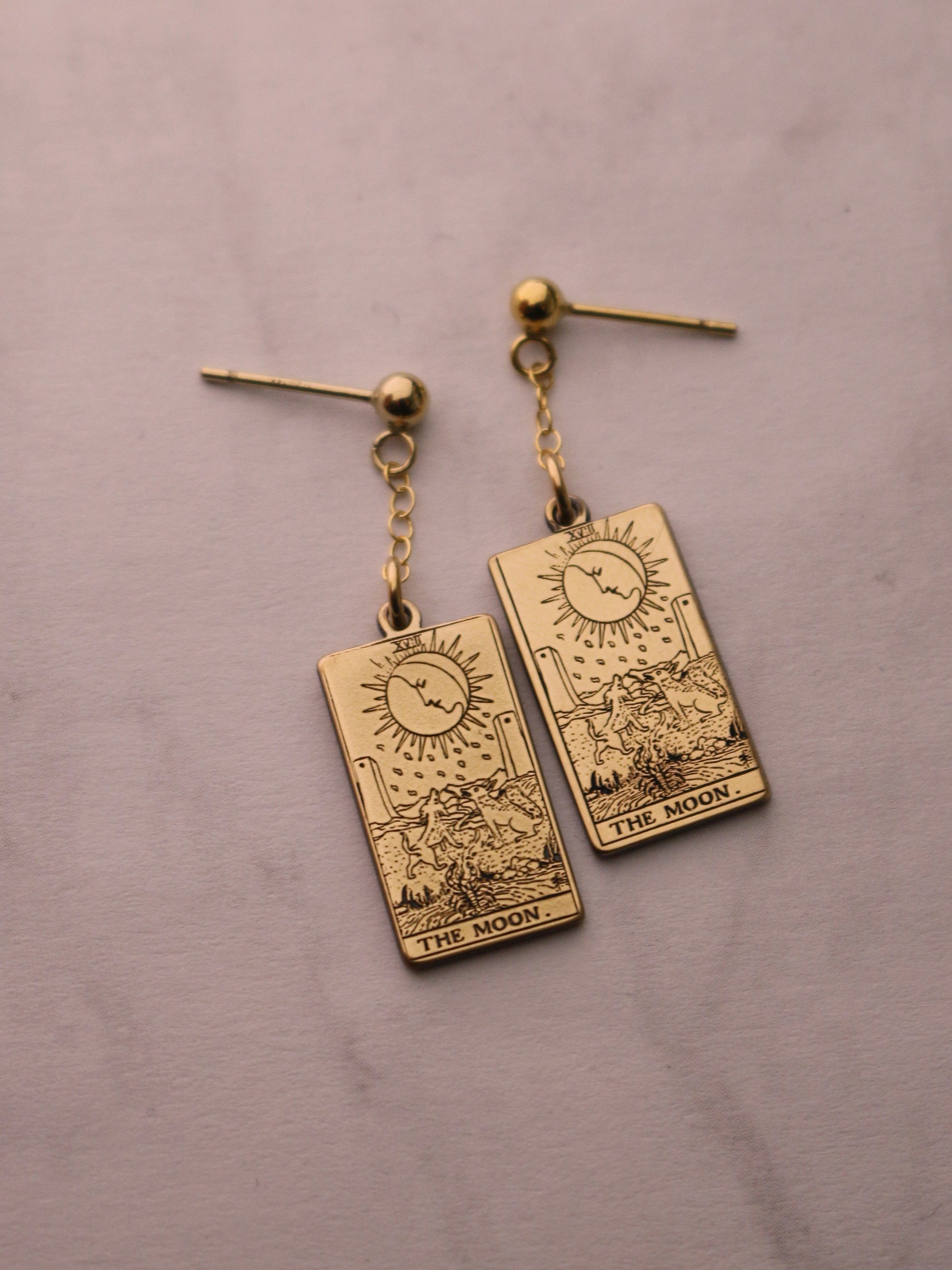 The Major Arcana Tarot Card Dangle Earring - Gold Filled