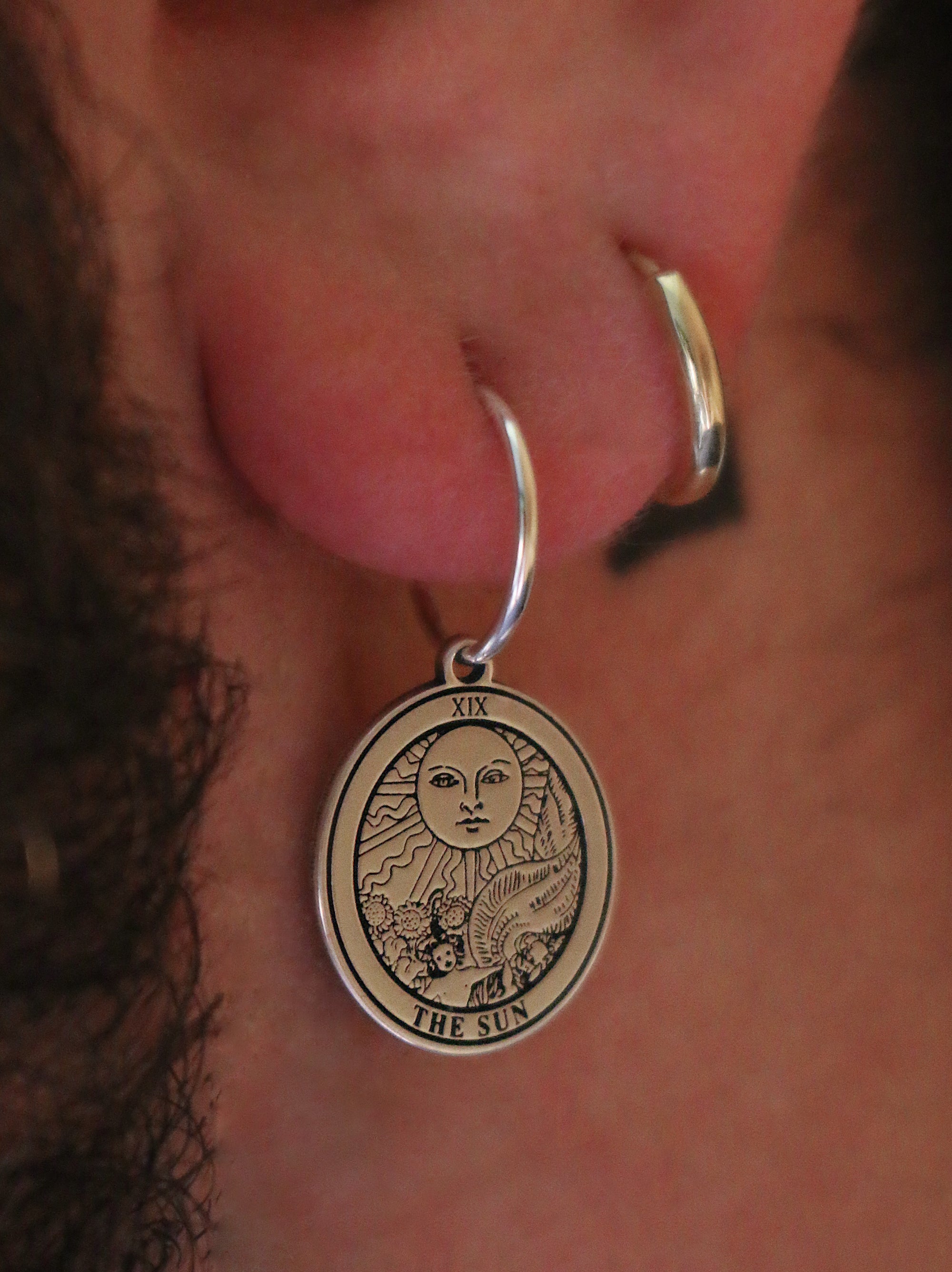 Round Tarot Card Hoop Earring