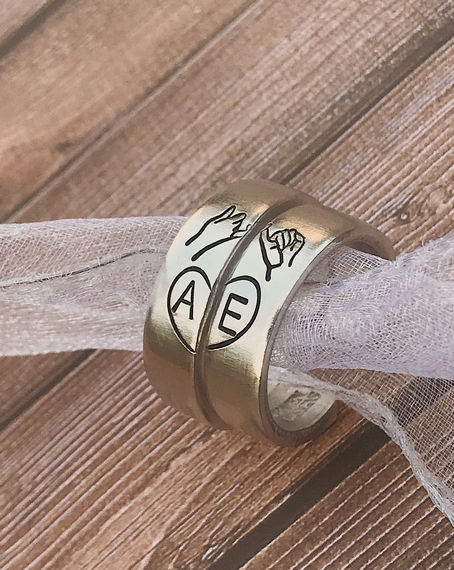 Custom Initials Pinky Swear Heart Ring Set