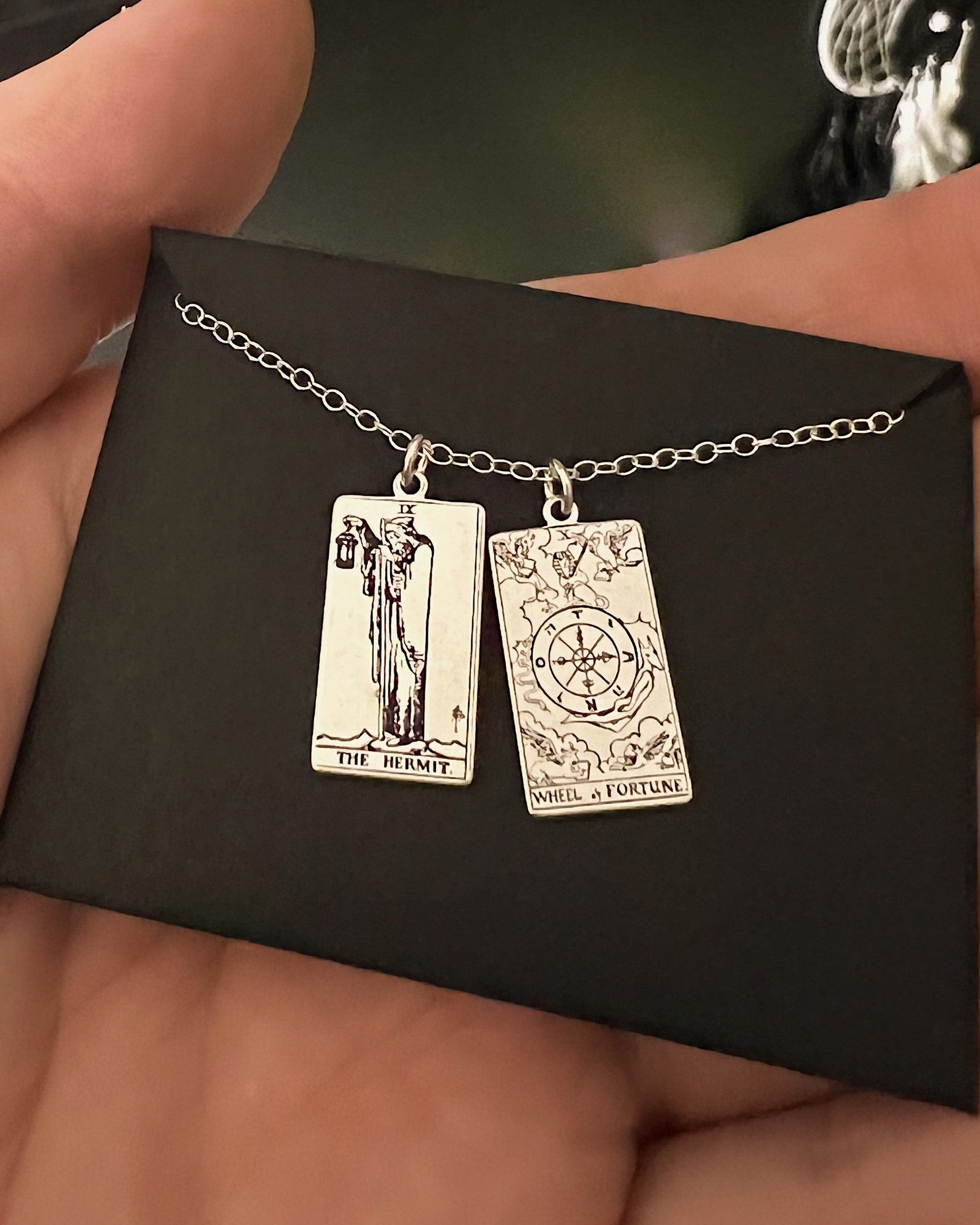 Dainty Tarot Card Sterling Silver Charm Necklace
