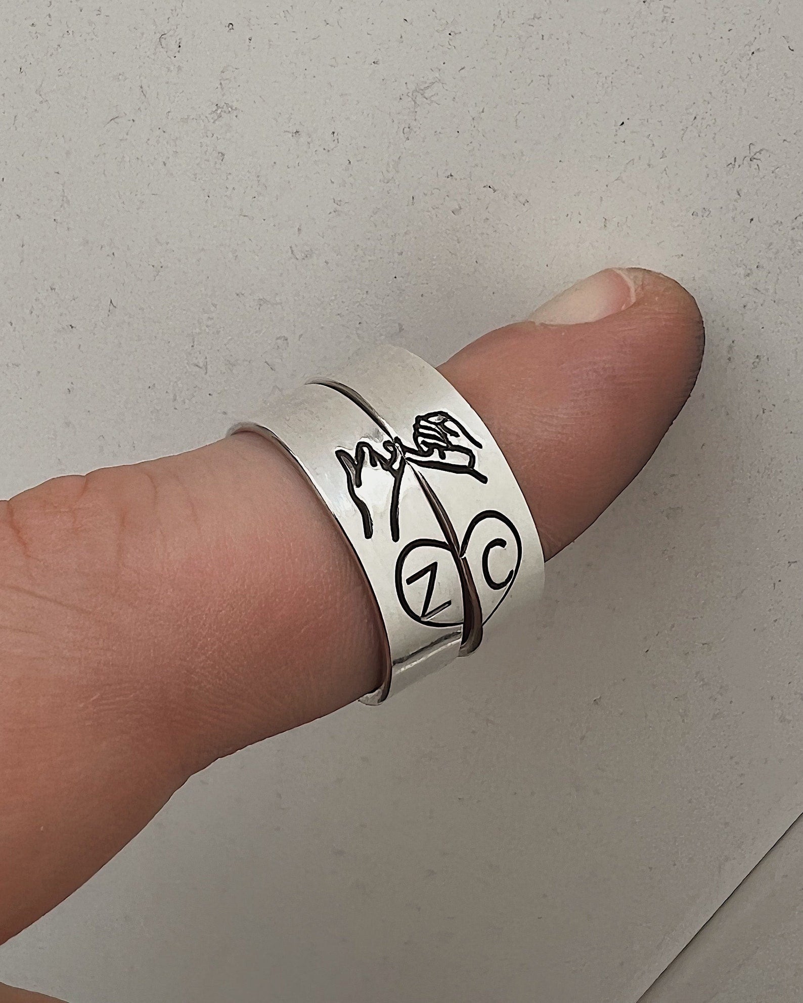 Custom Initials Pinky Swear Heart Ring Set