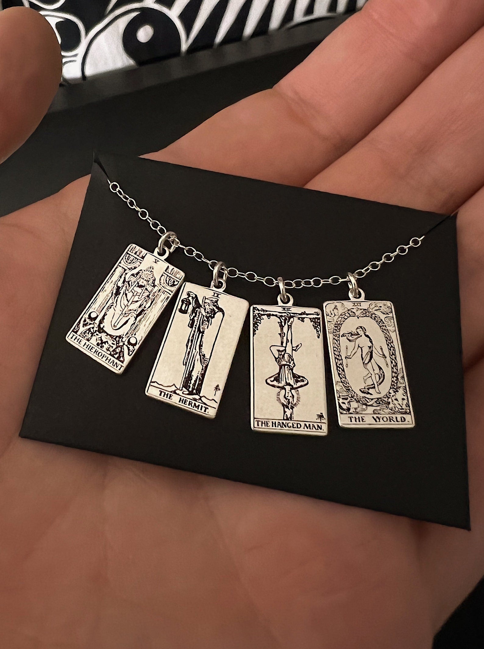 Dainty Tarot Card Sterling Silver Charm Necklace