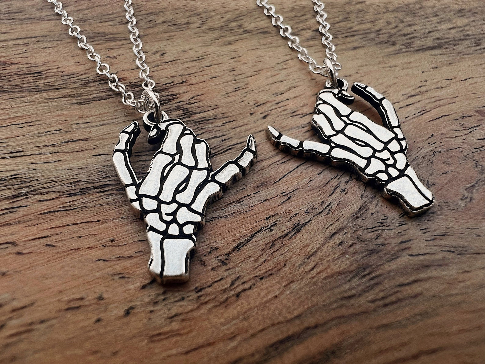 Matching Double Skeleton Pinky Swear Necklace Set