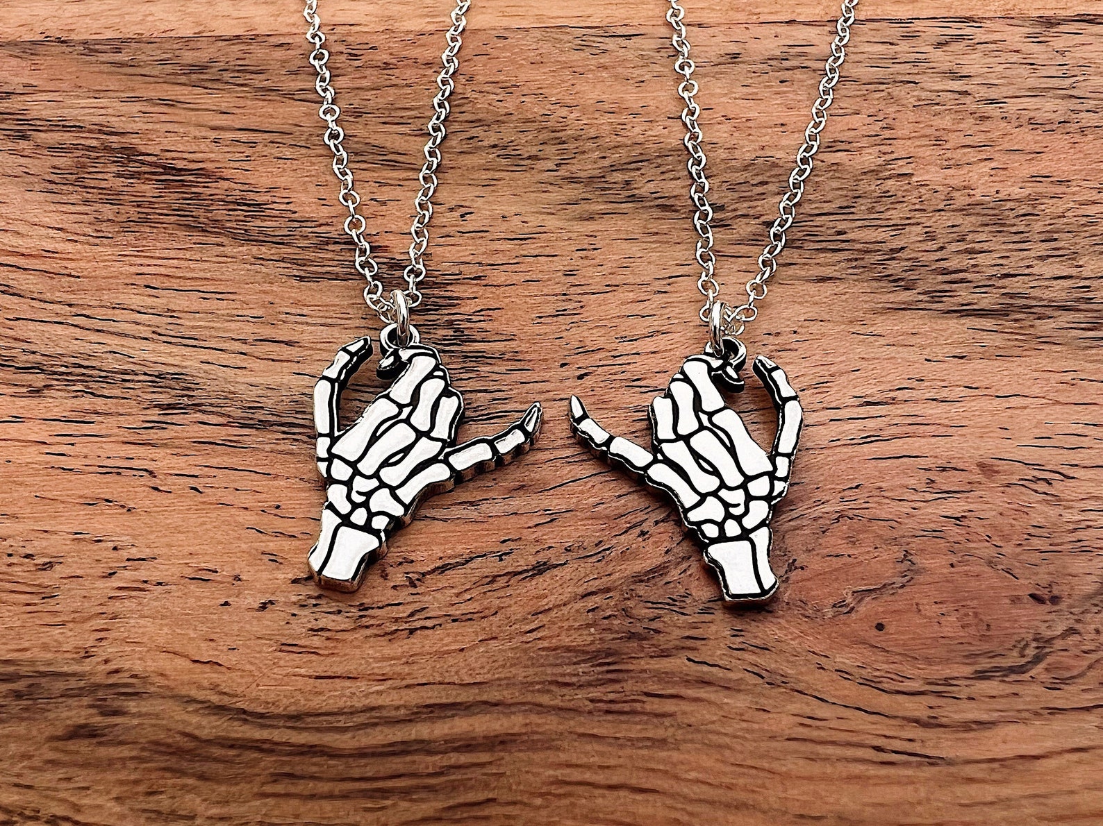 Matching Double Skeleton Pinky Swear Necklace Set