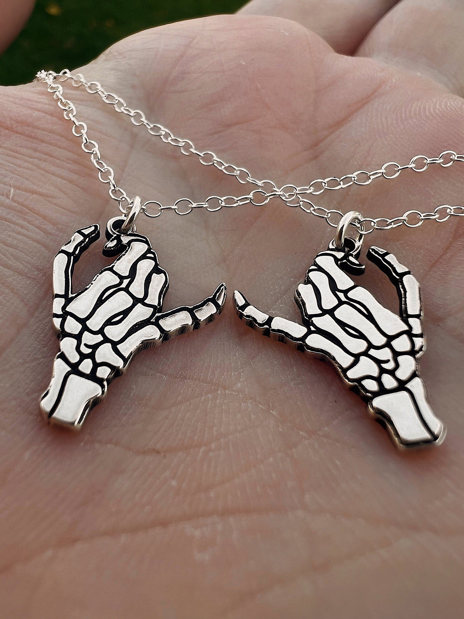 Matching Double Skeleton Pinky Swear Necklace Set