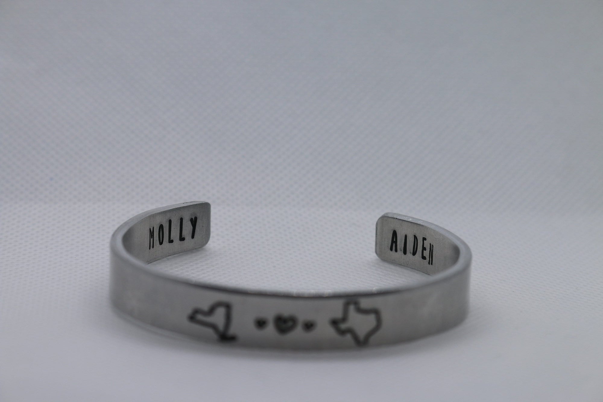 Long Distance Relationship State Stamped Aluminum Bangle | USA State To State | Couples Living Apart | Going Away | College Student Gift