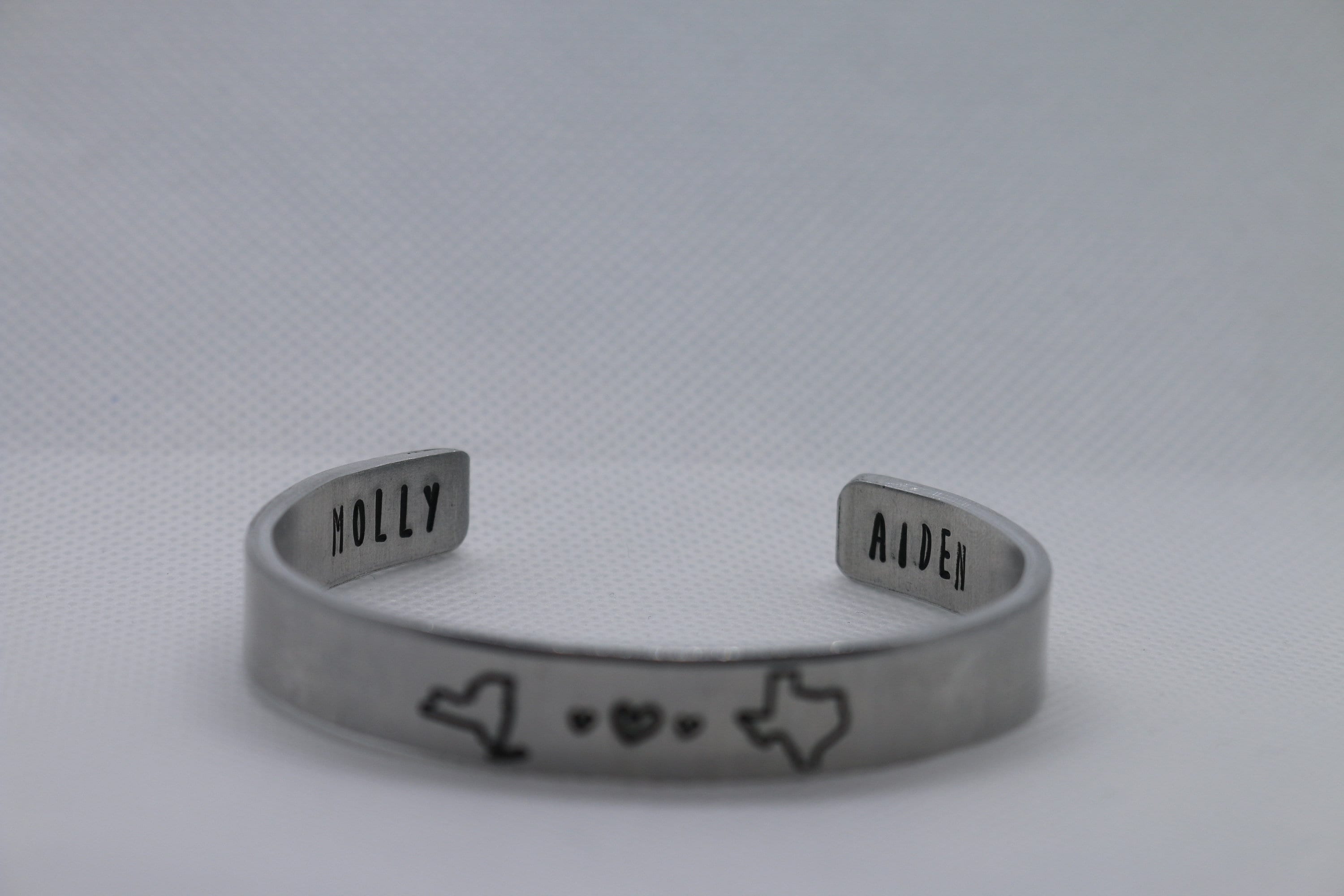 Long Distance Relationship State Stamped Aluminum Bangle | USA State To State | Couples Living Apart | Going Away | College Student Gift