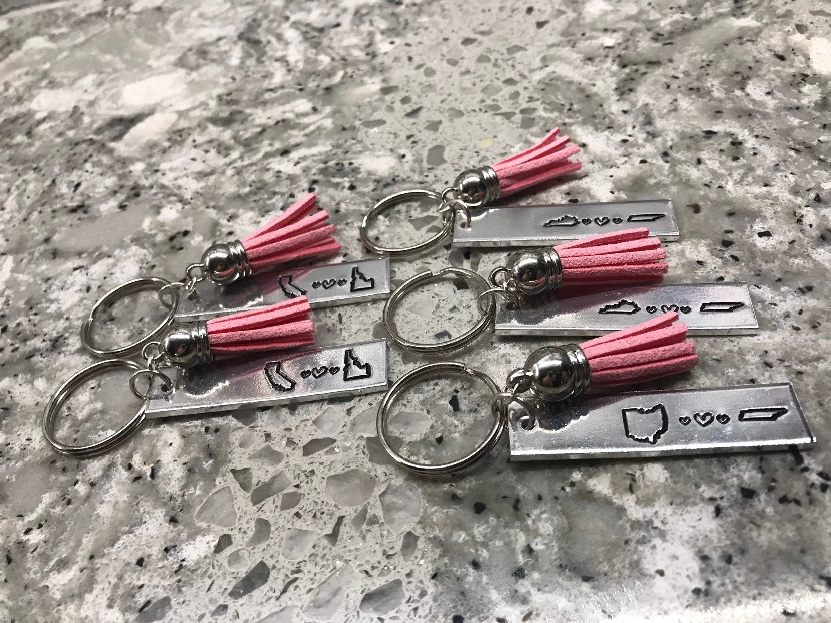 52 STATES (dc & pr), 11 COUNTRIES Long Distance Relationship State Keychain (1) | Anniversary Gifts for Boyfriend | Couples Living Apart