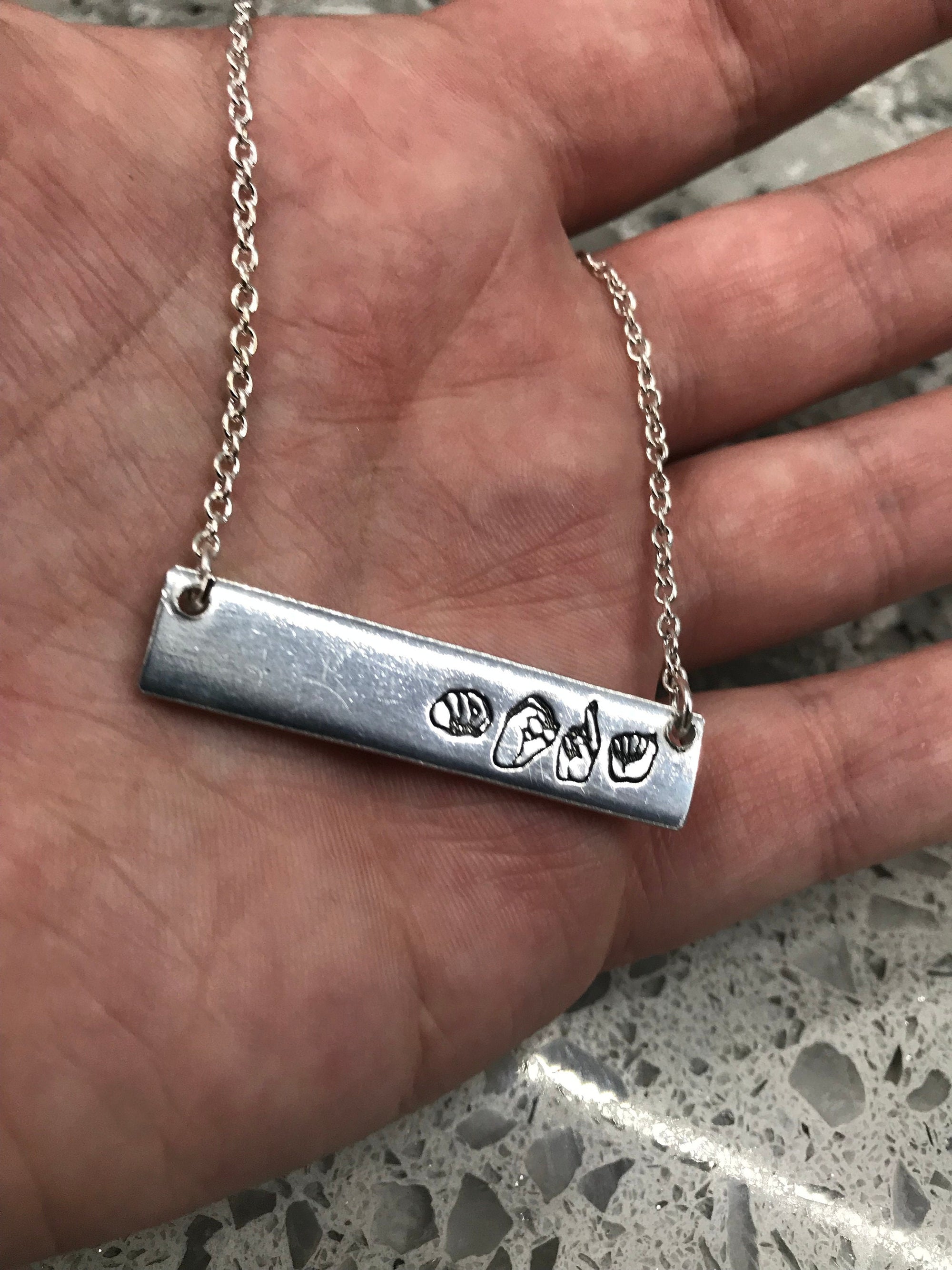 ASL Name Bar Necklace | American Sign Language Gift | ASL Fingerspelling | Sign Jewelry | Name Sign Jewelry | Finger Alphabet | Interpret