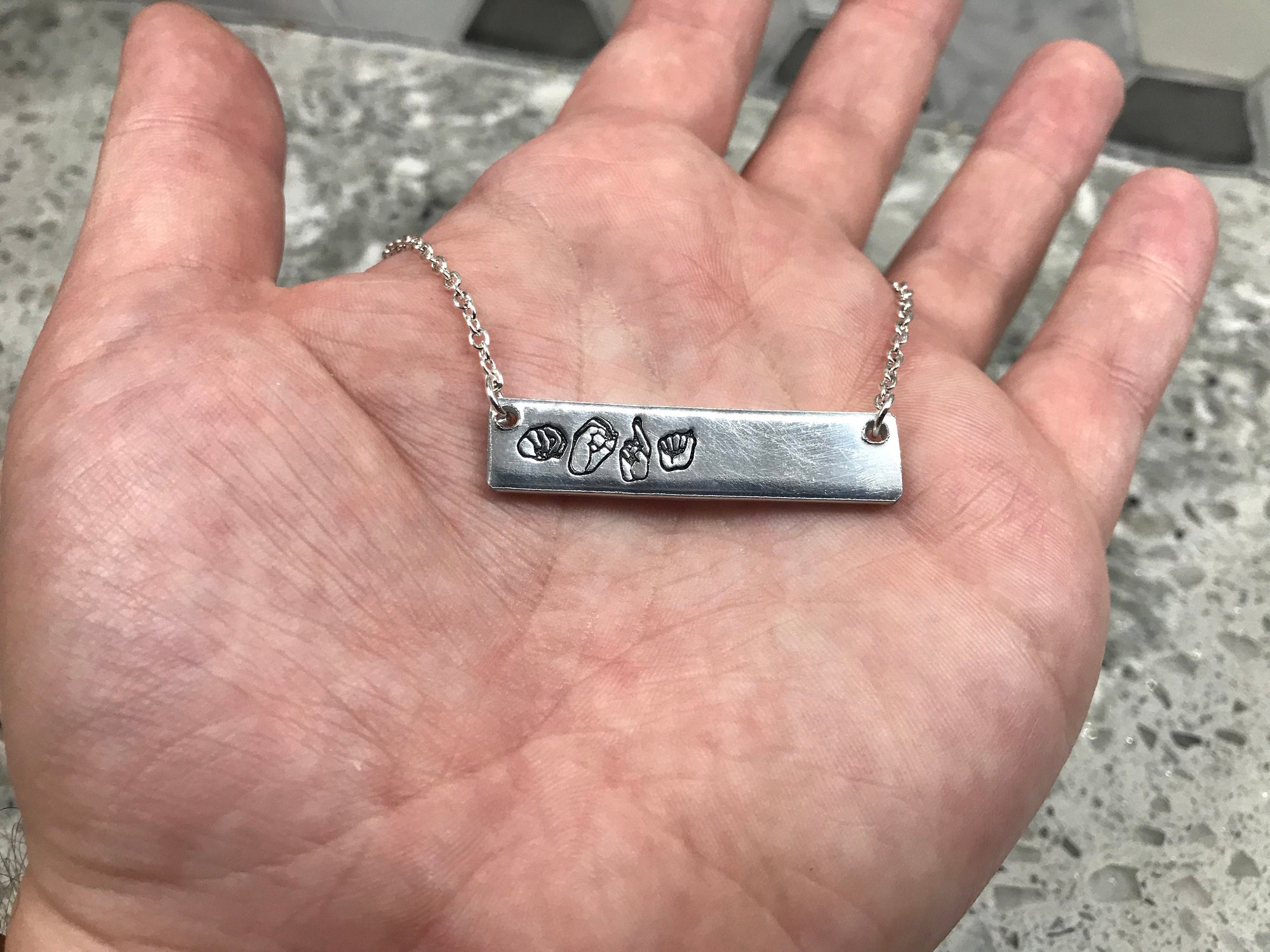 ASL Name Bar Necklace | American Sign Language Gift | ASL Fingerspelling | Sign Jewelry | Name Sign Jewelry | Finger Alphabet | Interpret
