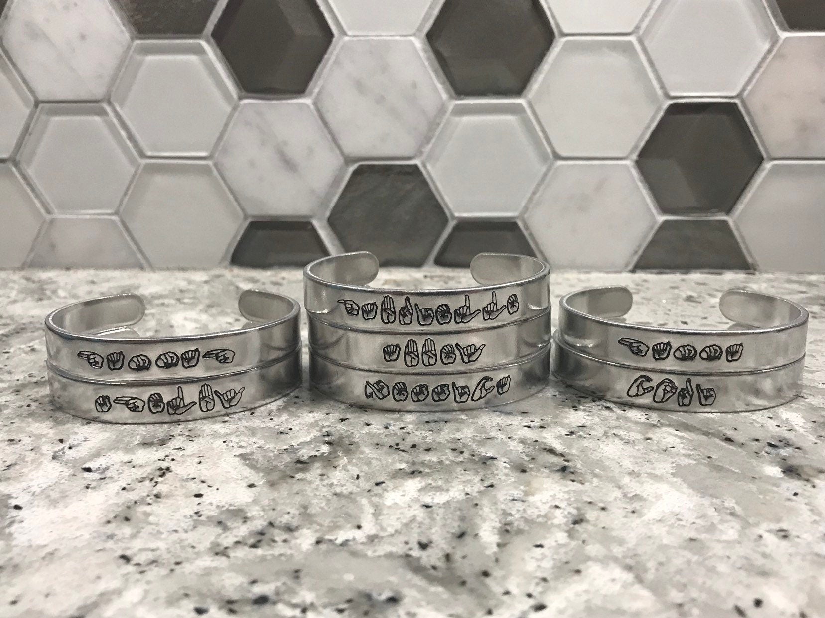 ASL Name Bangle Bracelet | American Sign Language Gift | ASL Fingerspelling | Sign Jewelry | Name Sign Jewelry | Finger Alphabet | Interpret