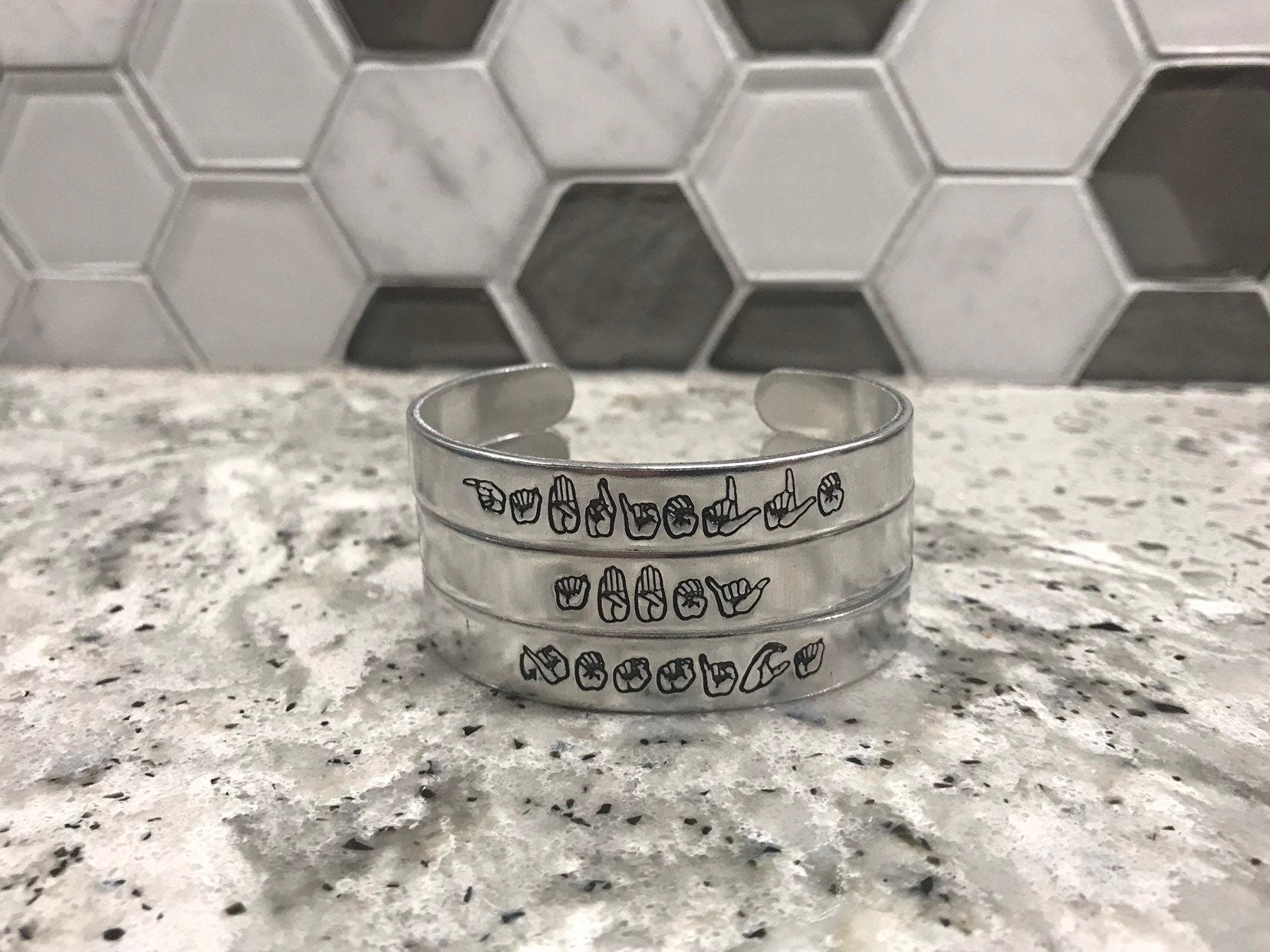 ASL Name Bangle Bracelet | American Sign Language Gift | ASL Fingerspelling | Sign Jewelry | Name Sign Jewelry | Finger Alphabet | Interpret