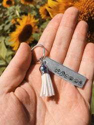 ASL Custom Name Tassel Keychain | American Sign Language Gift | ASL Fingerspelling | Name Sign Jewelry | Finger Alphabet | Interpret