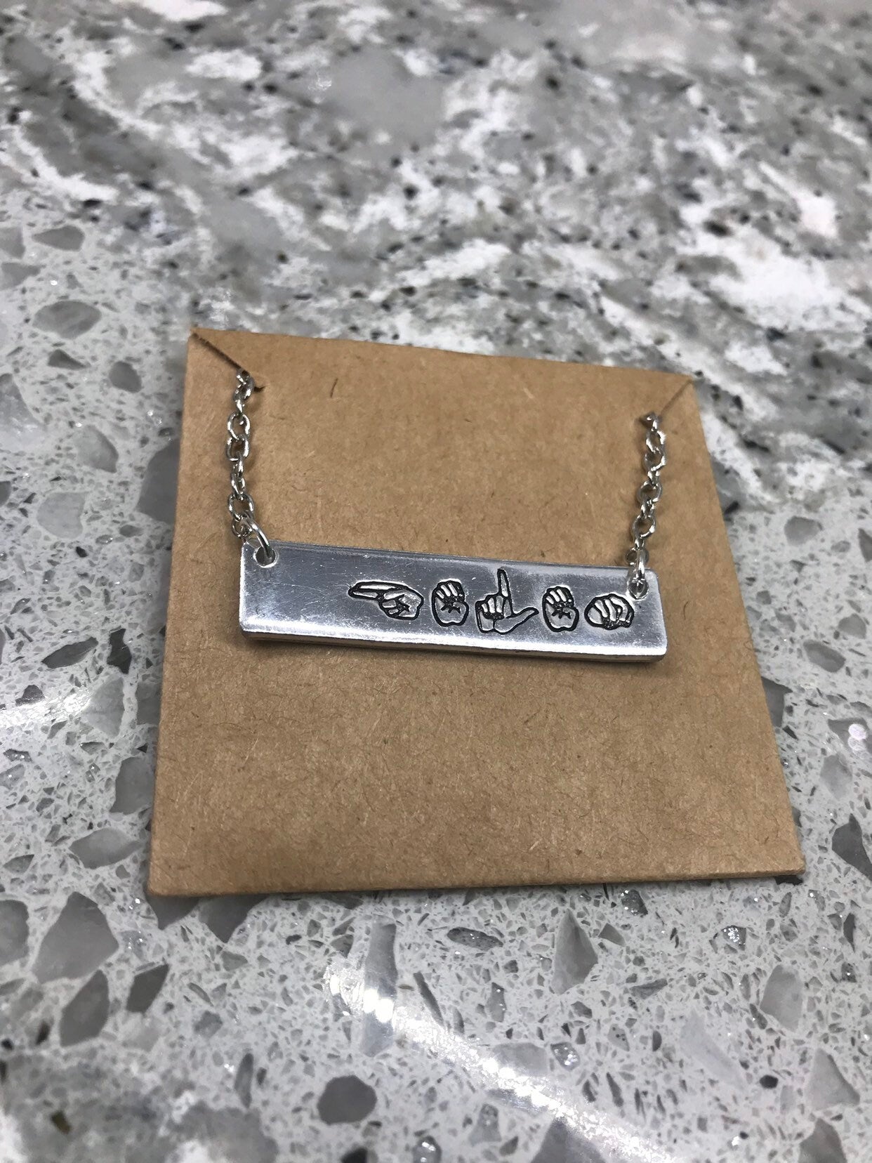 ASL Name Bar Necklace | American Sign Language Gift | ASL Fingerspelling | Sign Jewelry | Name Sign Jewelry | Finger Alphabet | Interpret