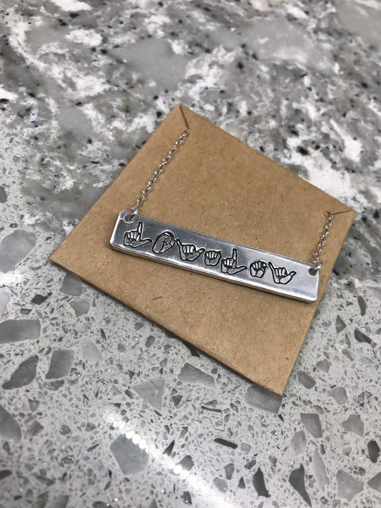 ASL Name Bar Necklace | American Sign Language Gift | ASL Fingerspelling | Sign Jewelry | Name Sign Jewelry | Finger Alphabet | Interpret