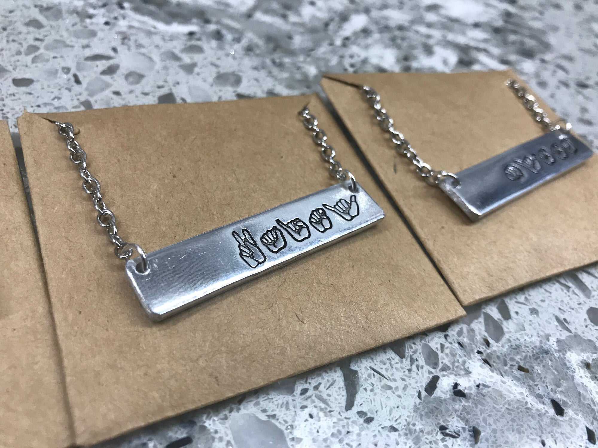 ASL Name Bar Necklace | American Sign Language Gift | ASL Fingerspelling | Sign Jewelry | Name Sign Jewelry | Finger Alphabet | Interpret