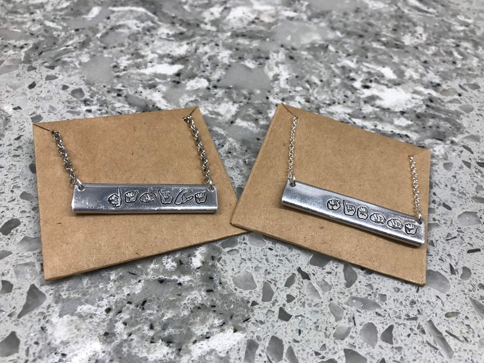ASL Name Bar Necklace | American Sign Language Gift | ASL Fingerspelling | Sign Jewelry | Name Sign Jewelry | Finger Alphabet | Interpret