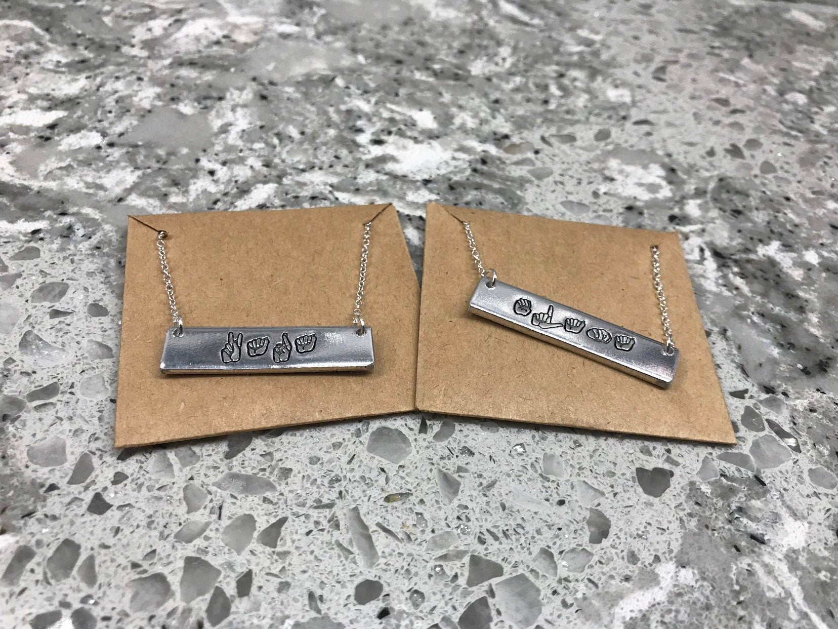 ASL Name Bar Necklace | American Sign Language Gift | ASL Fingerspelling | Sign Jewelry | Name Sign Jewelry | Finger Alphabet | Interpret