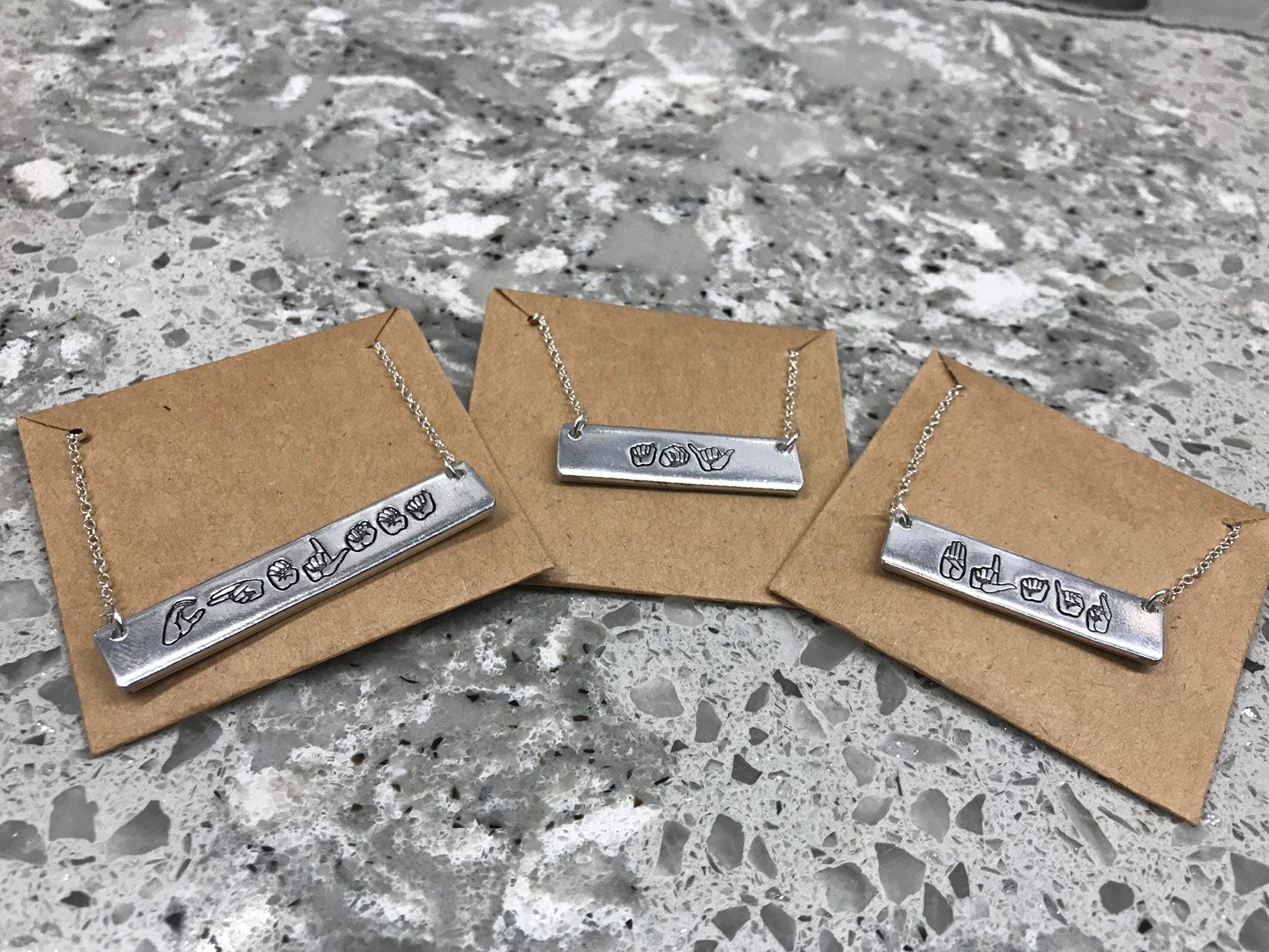 ASL Name Bar Necklace | American Sign Language Gift | ASL Fingerspelling | Sign Jewelry | Name Sign Jewelry | Finger Alphabet | Interpret