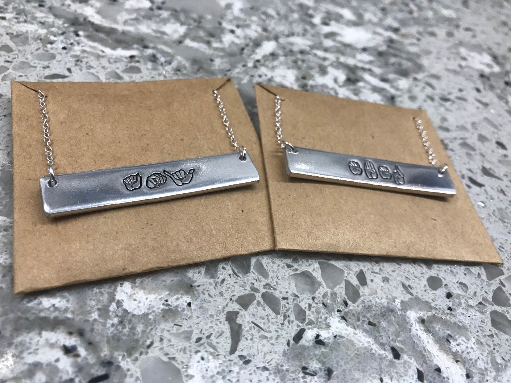 ASL Name Bar Necklace | American Sign Language Gift | ASL Fingerspelling | Sign Jewelry | Name Sign Jewelry | Finger Alphabet | Interpret