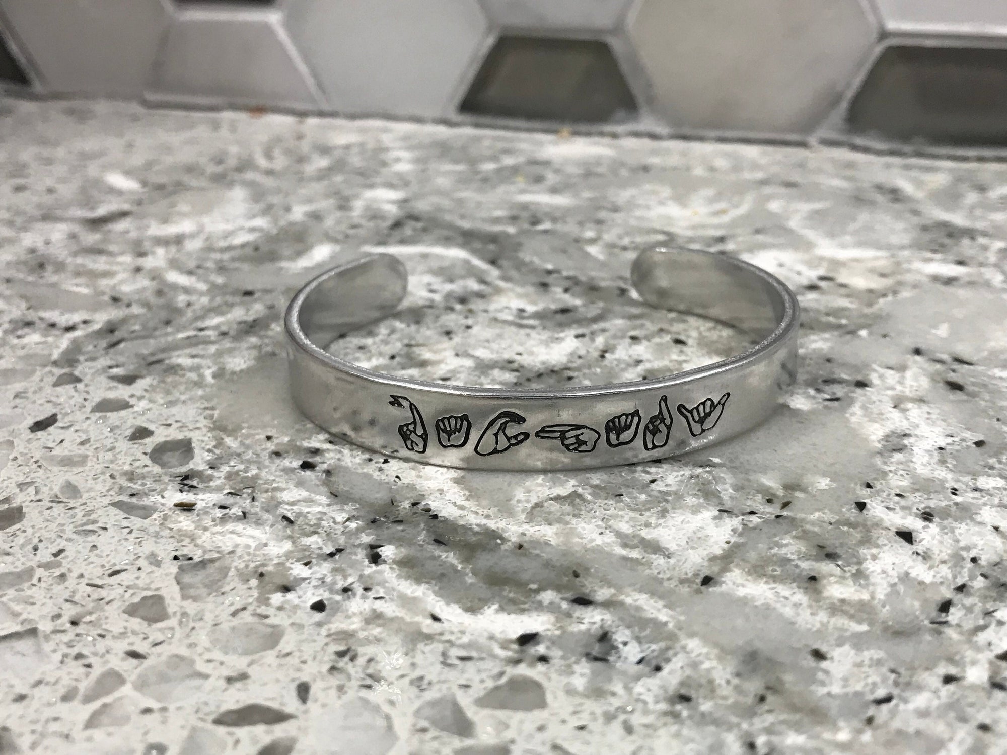 ASL Name Bangle Bracelet | American Sign Language Gift | ASL Fingerspelling | Sign Jewelry | Name Sign Jewelry | Finger Alphabet | Interpret