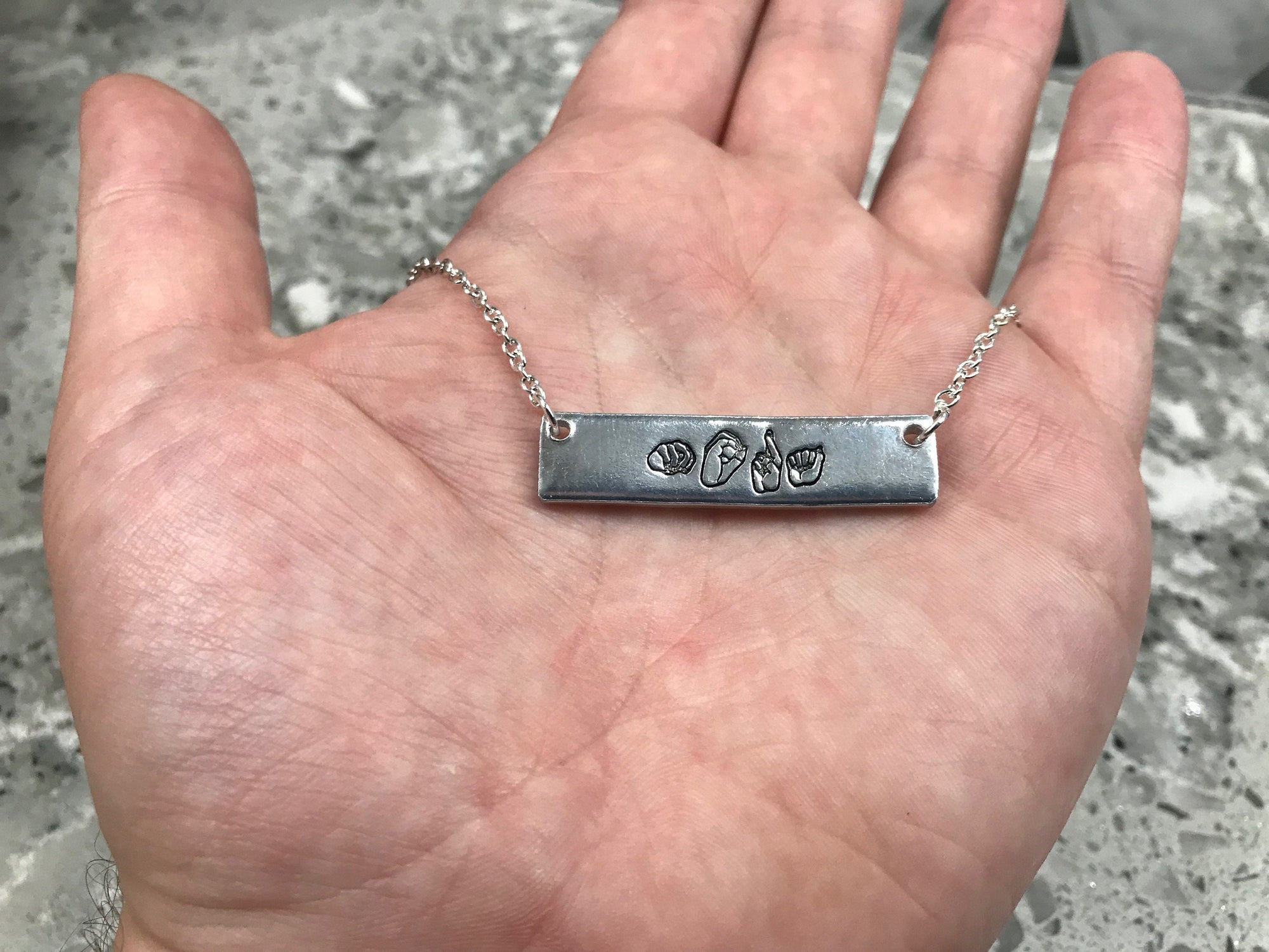 ASL Name Bar Necklace | American Sign Language Gift | ASL Fingerspelling | Sign Jewelry | Name Sign Jewelry | Finger Alphabet | Interpret