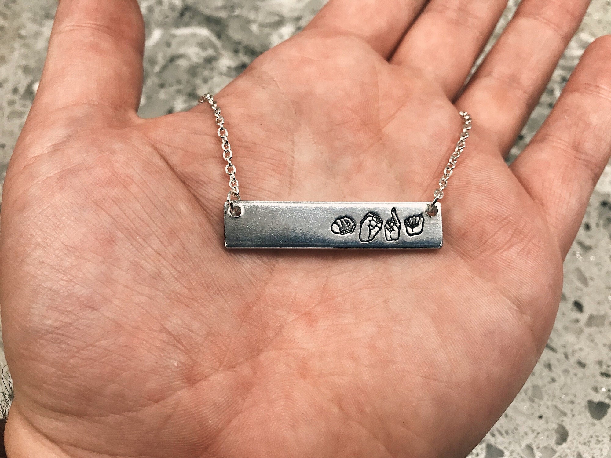 ASL Name Bar Necklace | American Sign Language Gift | ASL Fingerspelling | Sign Jewelry | Name Sign Jewelry | Finger Alphabet | Interpret