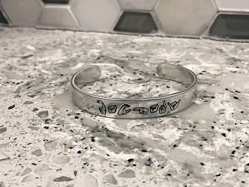 ASL Name Bangle Bracelet | American Sign Language Gift | ASL Fingerspelling | Sign Jewelry | Name Sign Jewelry | Finger Alphabet | Interpret