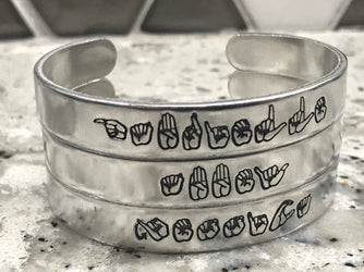 ASL Name Bangle Bracelet | American Sign Language Gift | ASL Fingerspelling | Sign Jewelry | Name Sign Jewelry | Finger Alphabet | Interpret