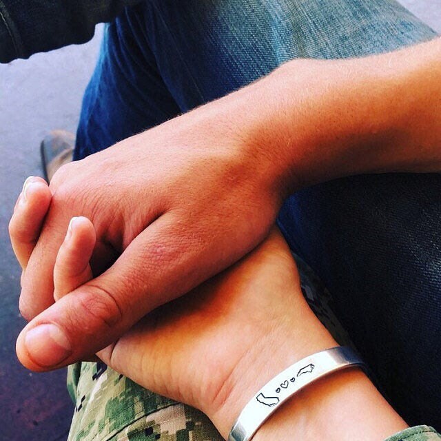 Long Distance Relationship State Stamped Aluminum Bangle | USA State To State | Couples Living Apart | Going Away | College Student Gift
