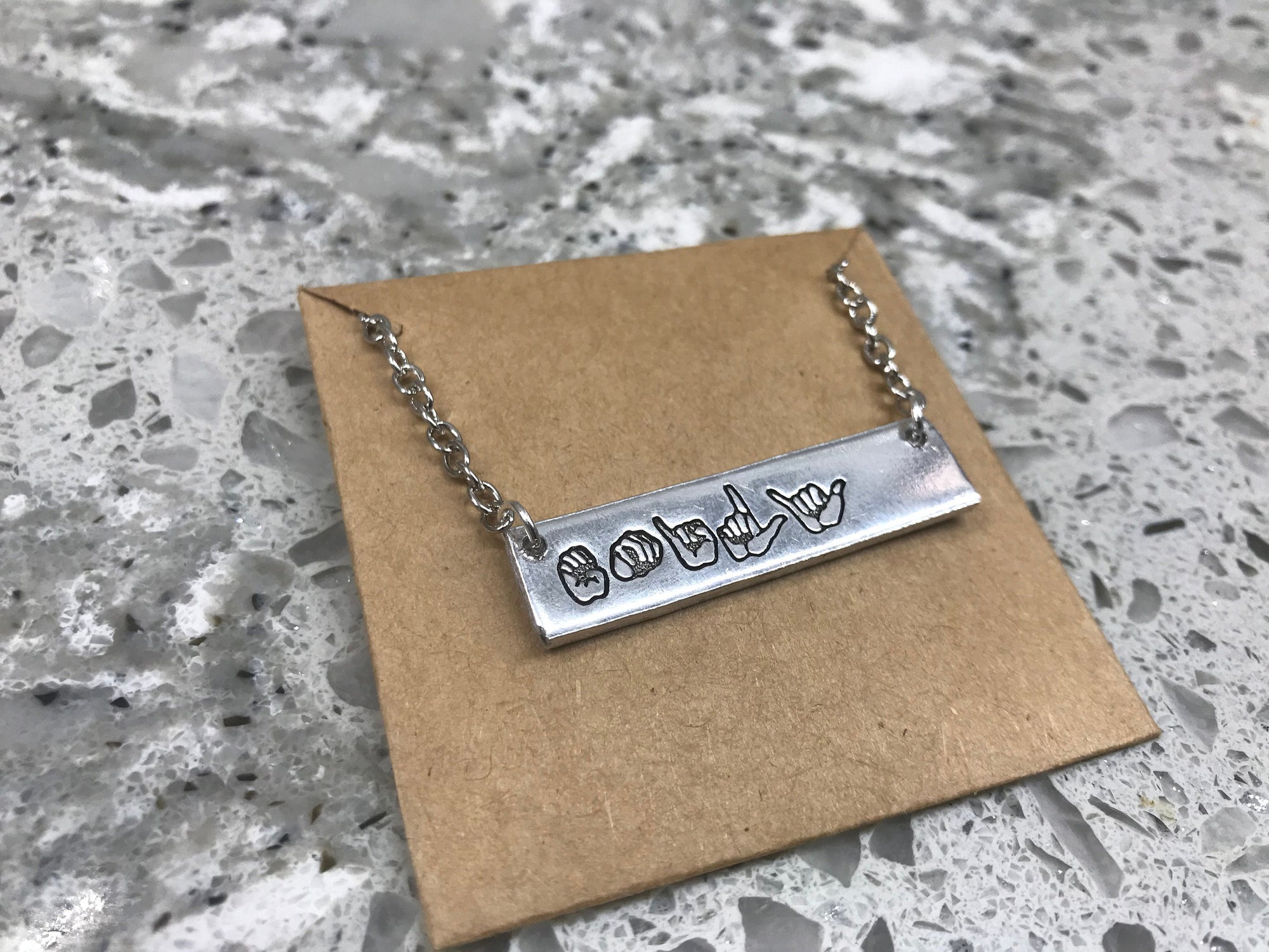 ASL Name Bar Necklace | American Sign Language Gift | ASL Fingerspelling | Sign Jewelry | Name Sign Jewelry | Finger Alphabet | Interpret