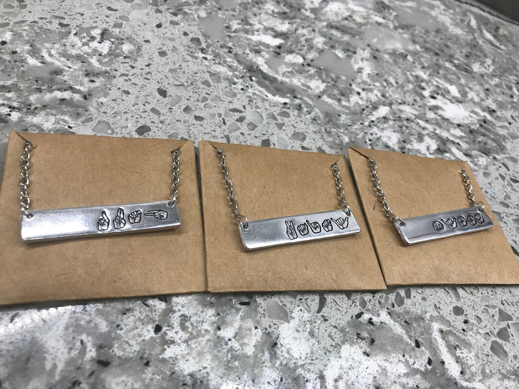 ASL Name Bar Necklace | American Sign Language Gift | ASL Fingerspelling | Sign Jewelry | Name Sign Jewelry | Finger Alphabet | Interpret